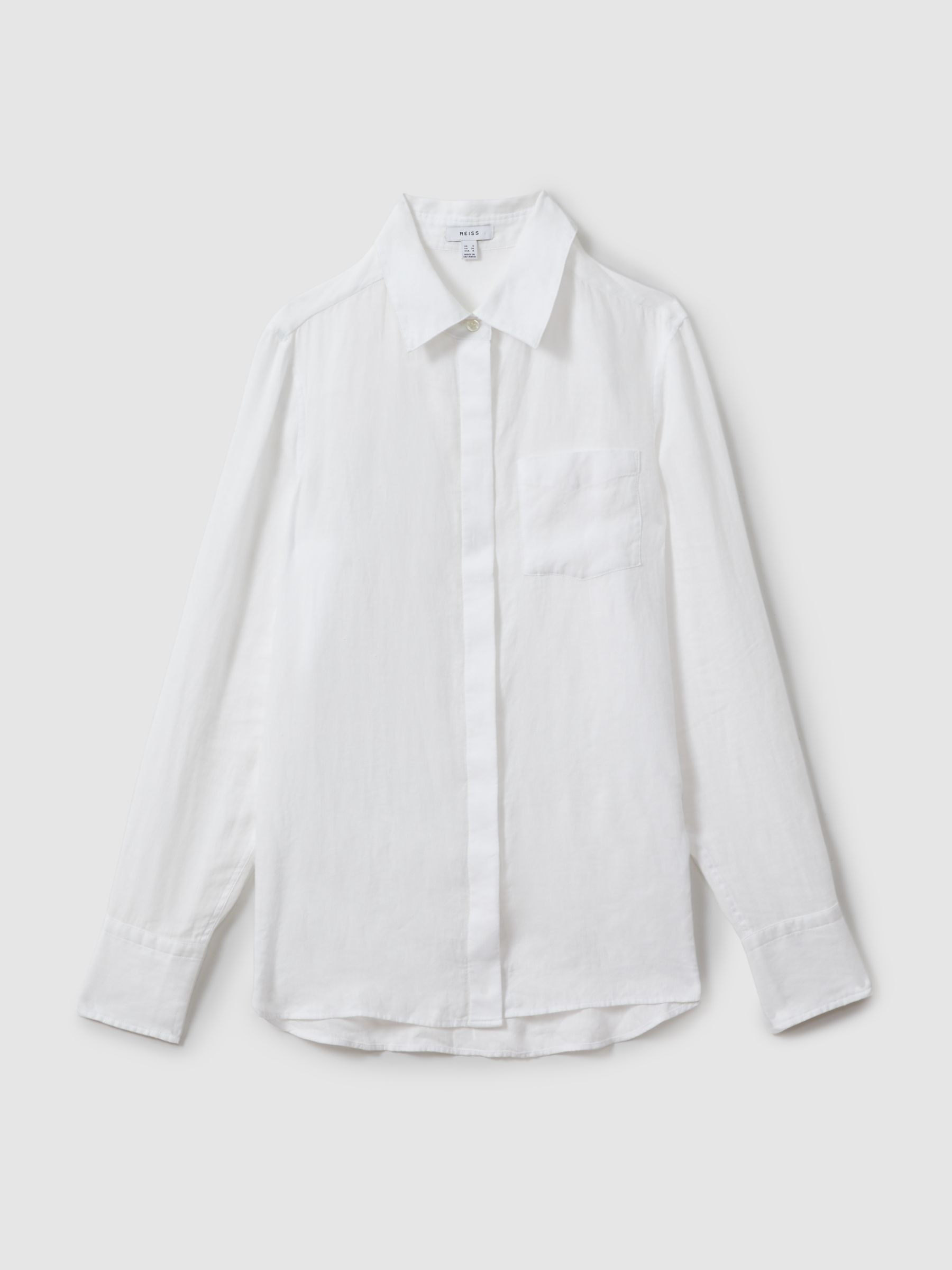 Linen Button-Through Shirt in White - Image 2 of 5 Linen Button-Through Shirt in White - Image 2 of 5
