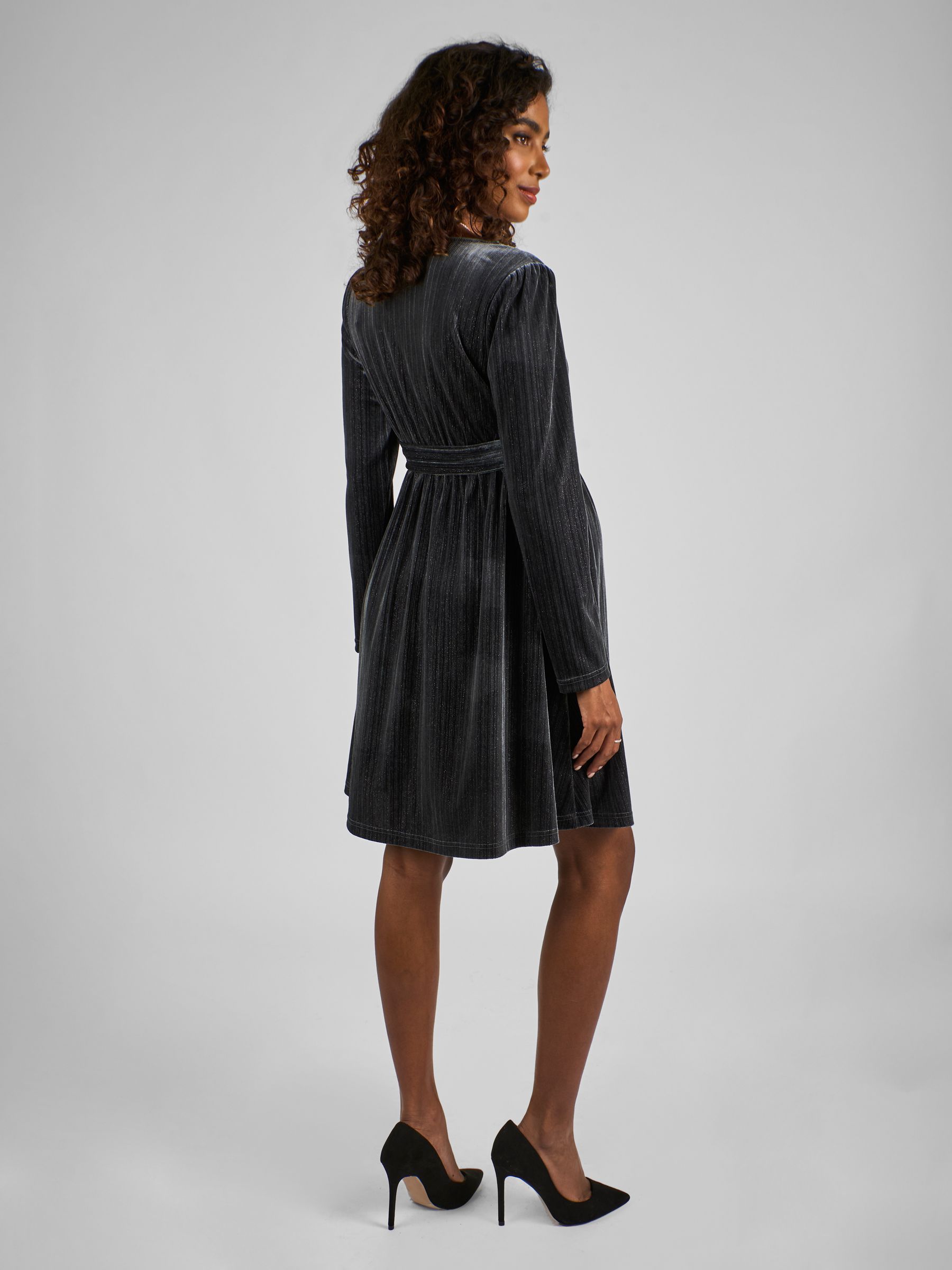 Charcoal Sparkle V-Neck Maternity Mini Dress - Image 2 of 5