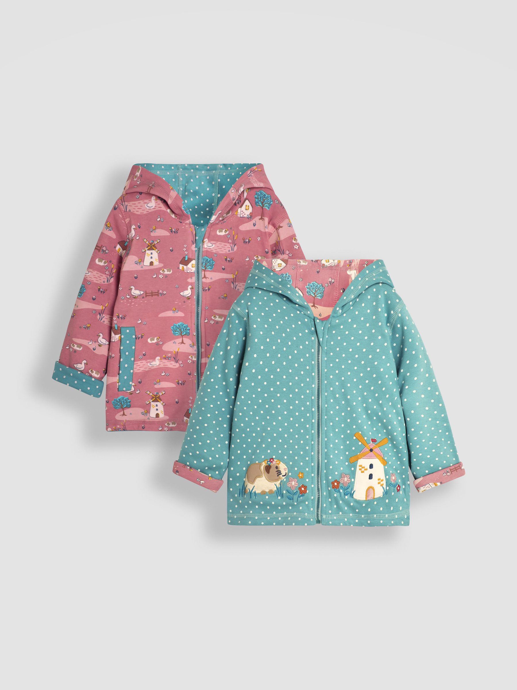Duck Egg Blue Guinea Pig Appliqué Reversible Hoodie - Image 1 of 8
