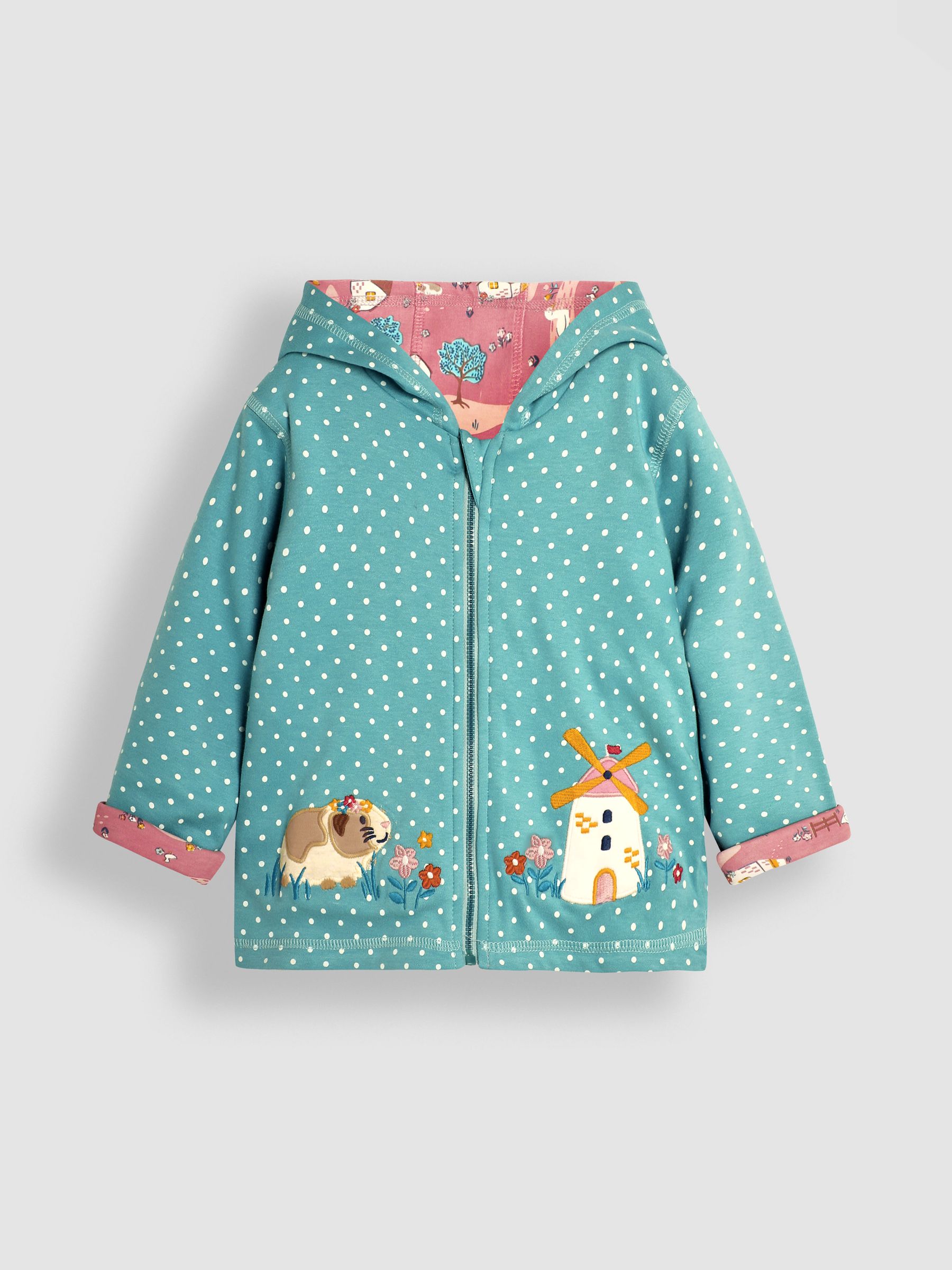 Duck Egg Blue Guinea Pig Appliqué Reversible Hoodie - Image 2 of 8