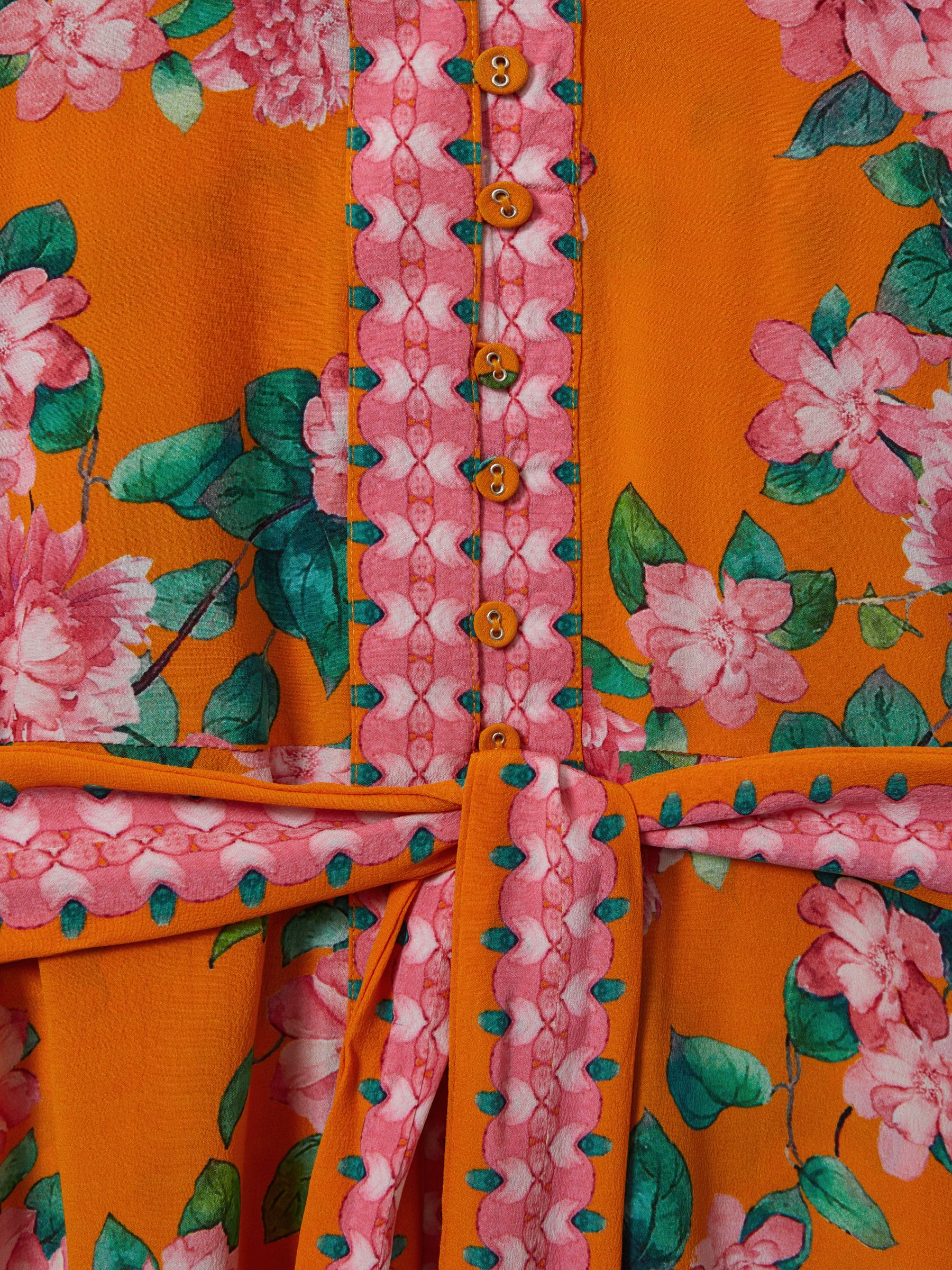 Raishma Silk Belted Midi Dress in Orange - Image 5 of 5