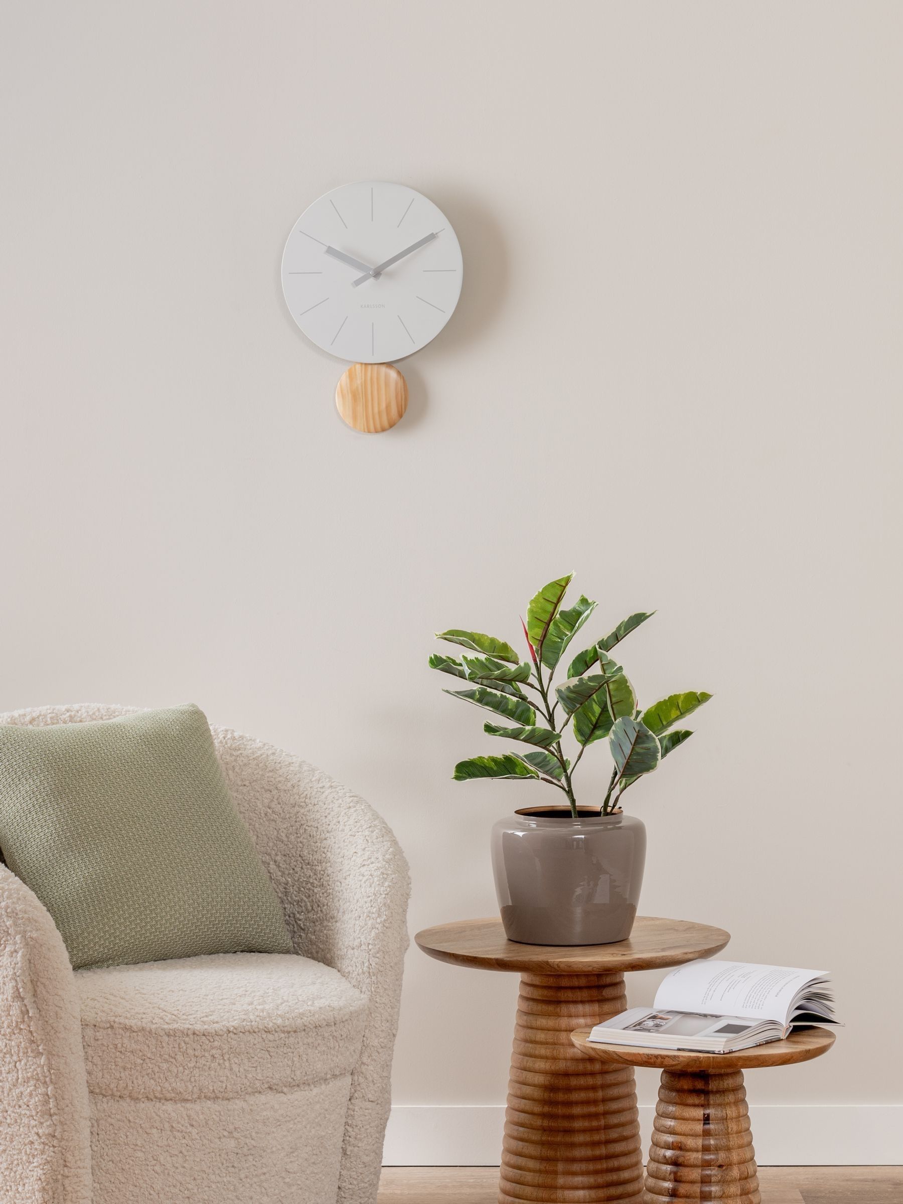 Karlsson White Arlo Pendulum Wall Clock - Image 4 of 4