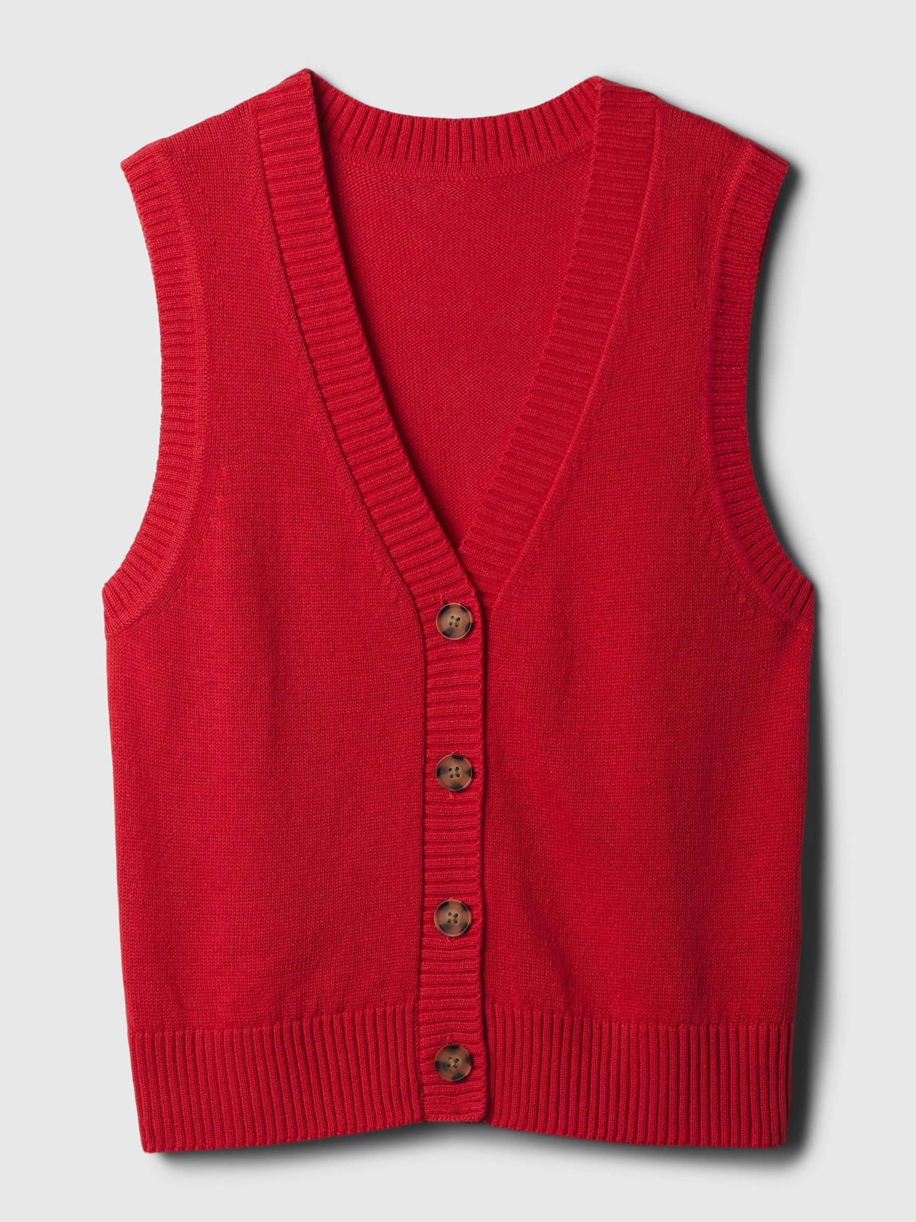 Red Linen Blend Soft Knitted Waistcoat - Image 5 of 5