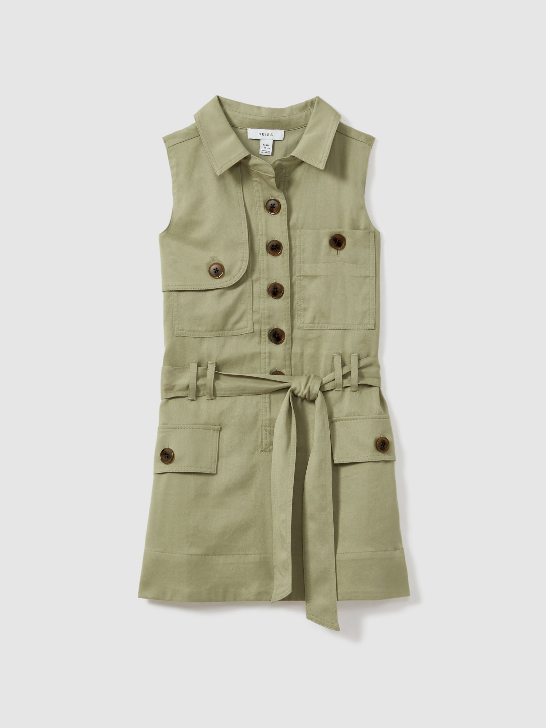 4-9 yrs Utility Style Belted Dress in Khaki - Image 2 of 4