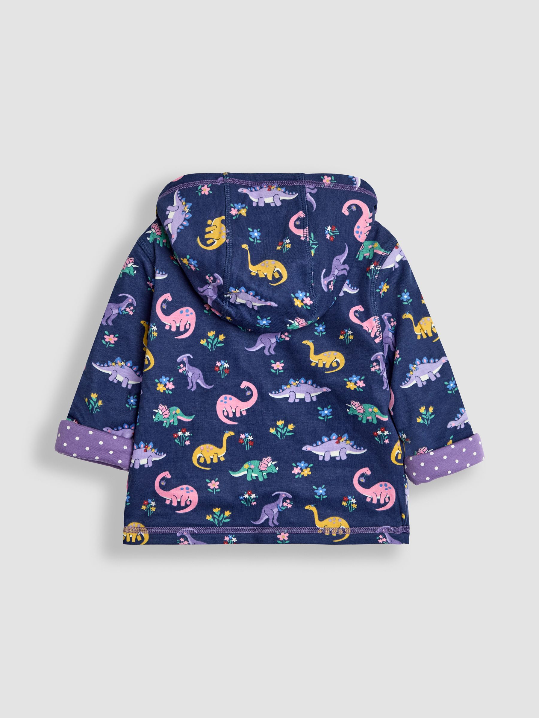 Lilac Purple Dino Appliqué Reversible Hoodie - Image 5 of 8