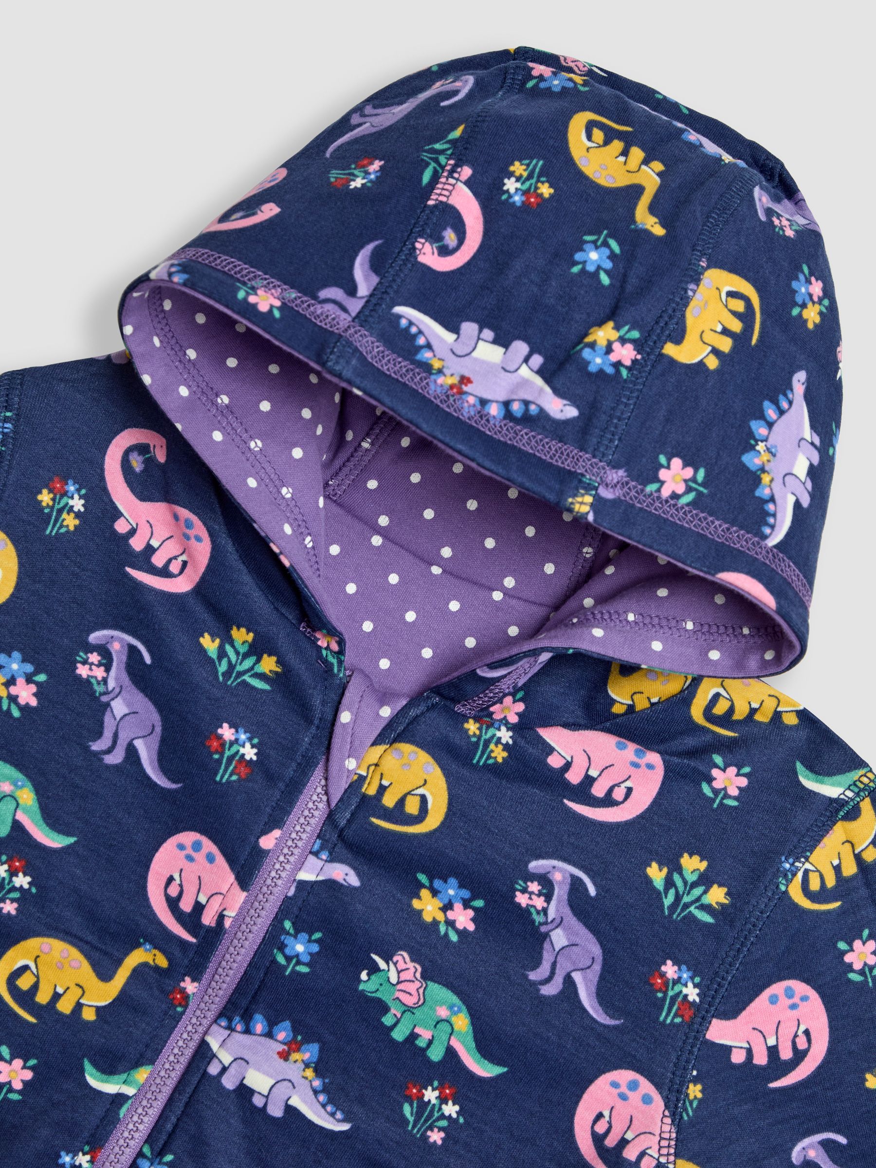 Lilac Purple Dino Appliqué Reversible Hoodie - Image 6 of 8
