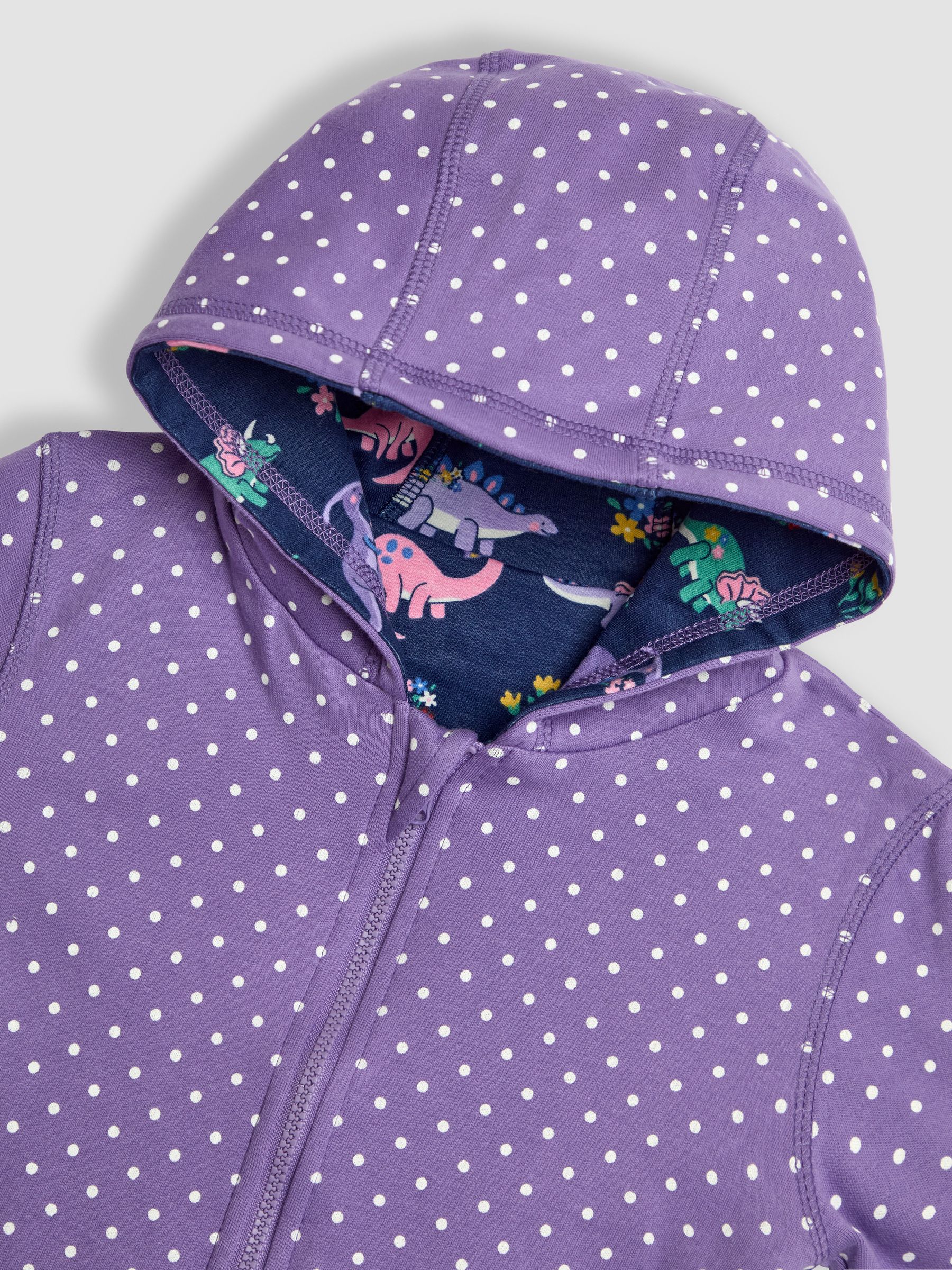 Lilac Purple Dino Appliqué Reversible Hoodie - Image 7 of 8