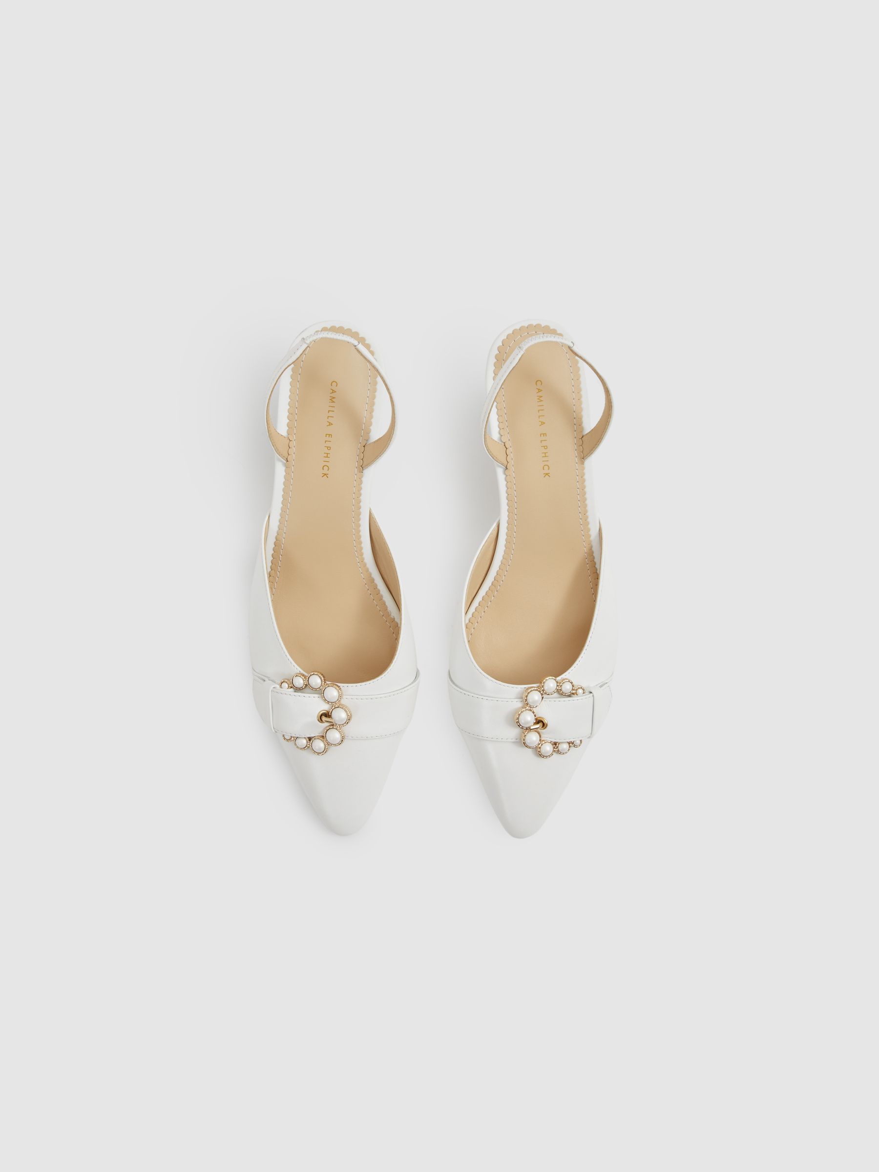Camilla Elphick Snow White Leather Slingback Kitten Heels - Image 2 of 4