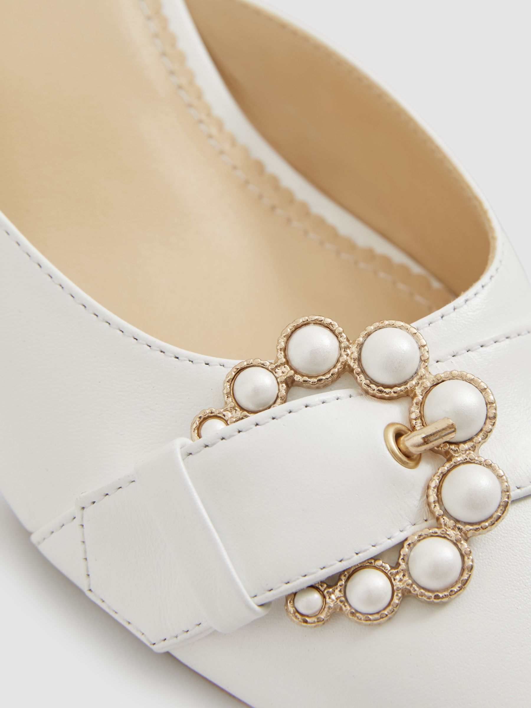 Camilla Elphick Snow White Leather Slingback Kitten Heels - Image 4 of 4
