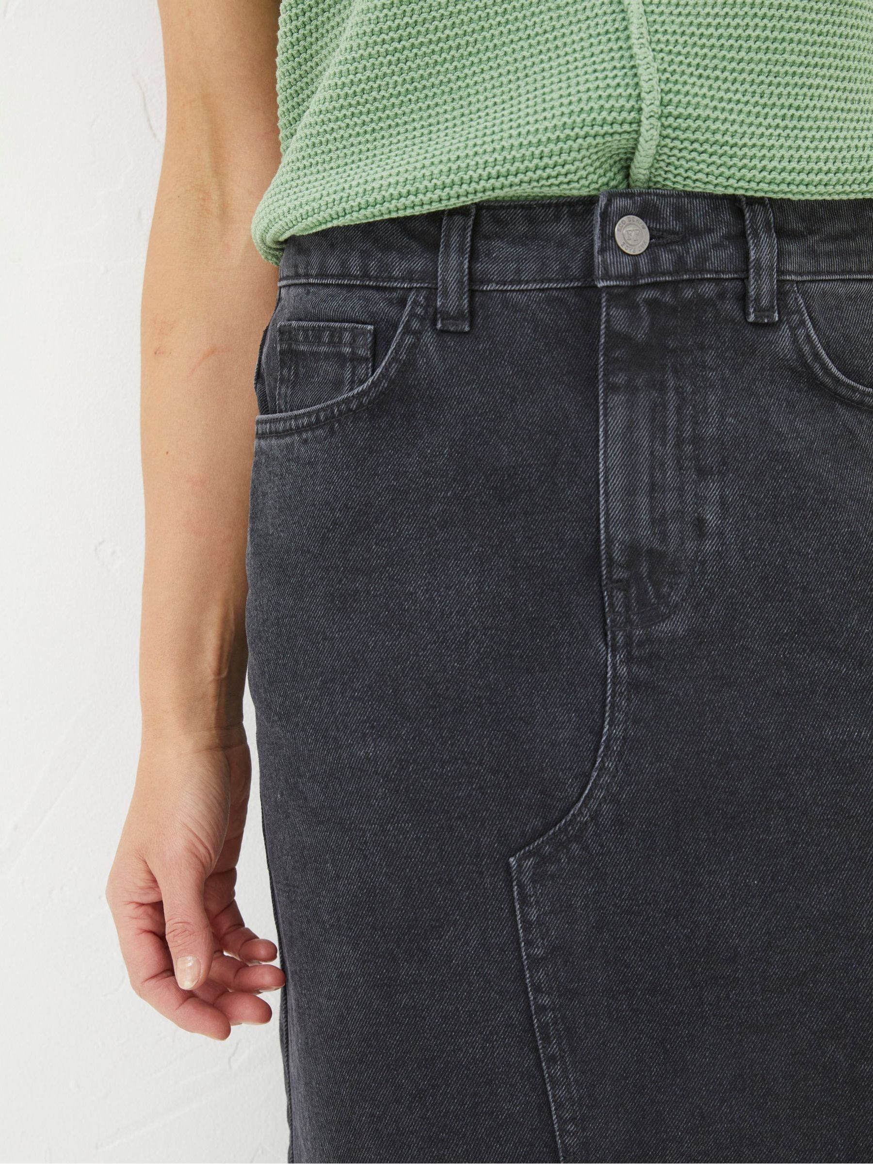 Ava Black Denim Midi Skirt - Image 5 of 6