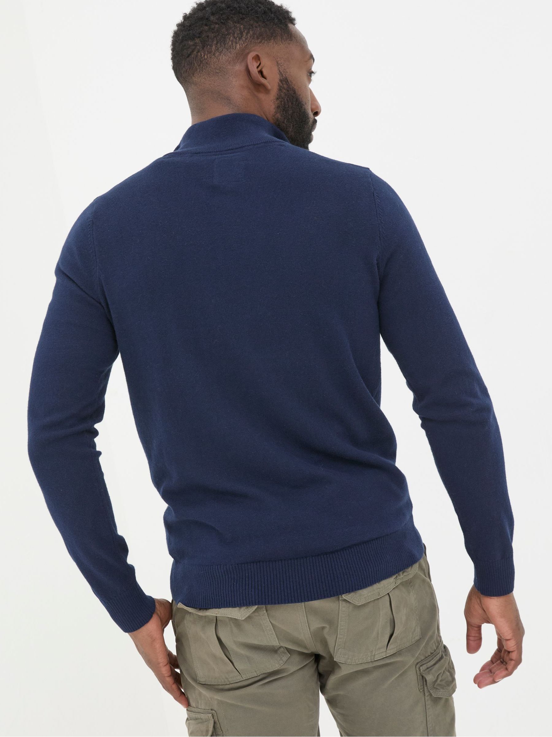 Rye Navy Blue Half-Neck Jumper - Image 2 of 4