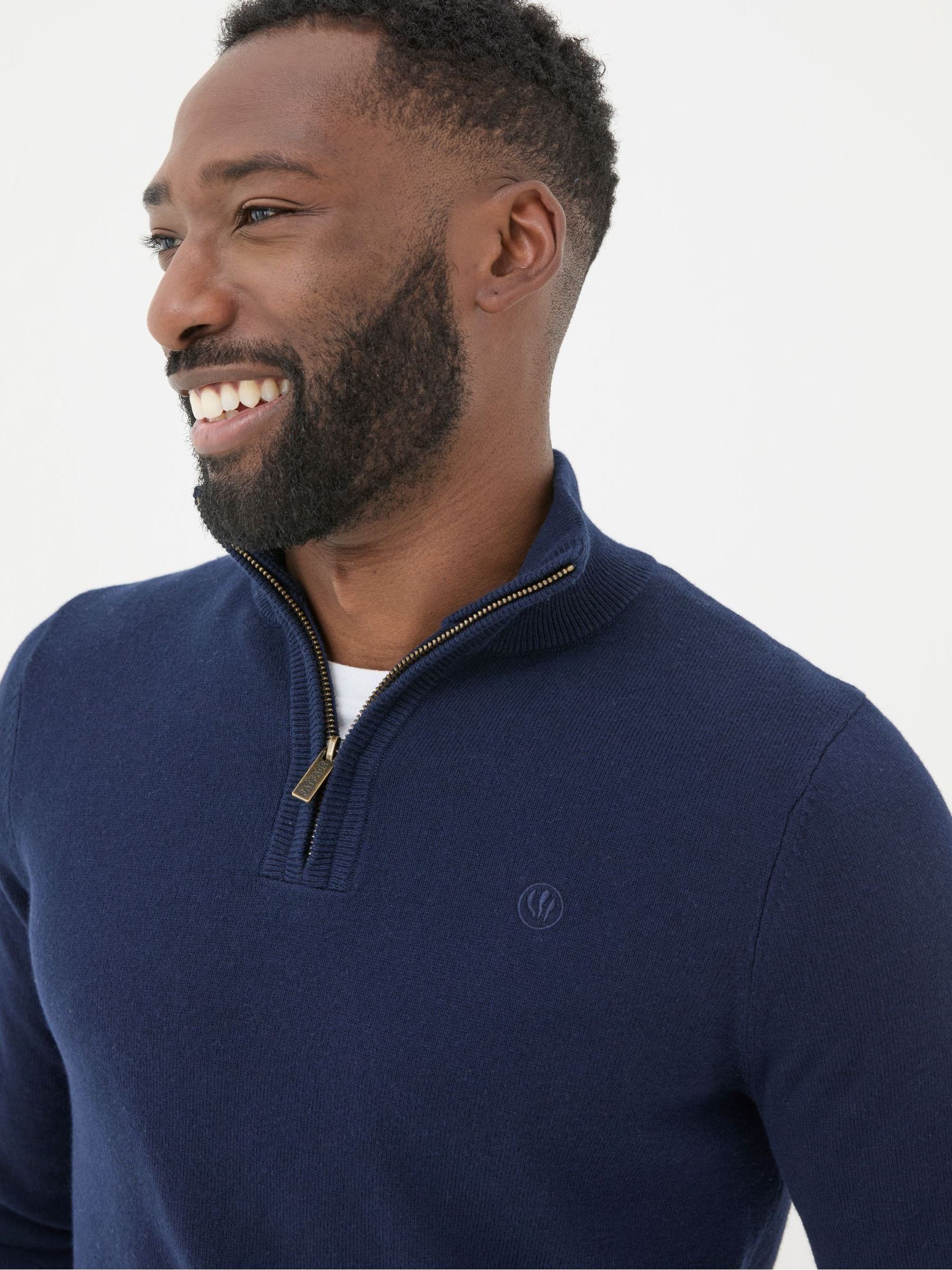 Rye Navy Blue Half-Neck Jumper - Image 3 of 4