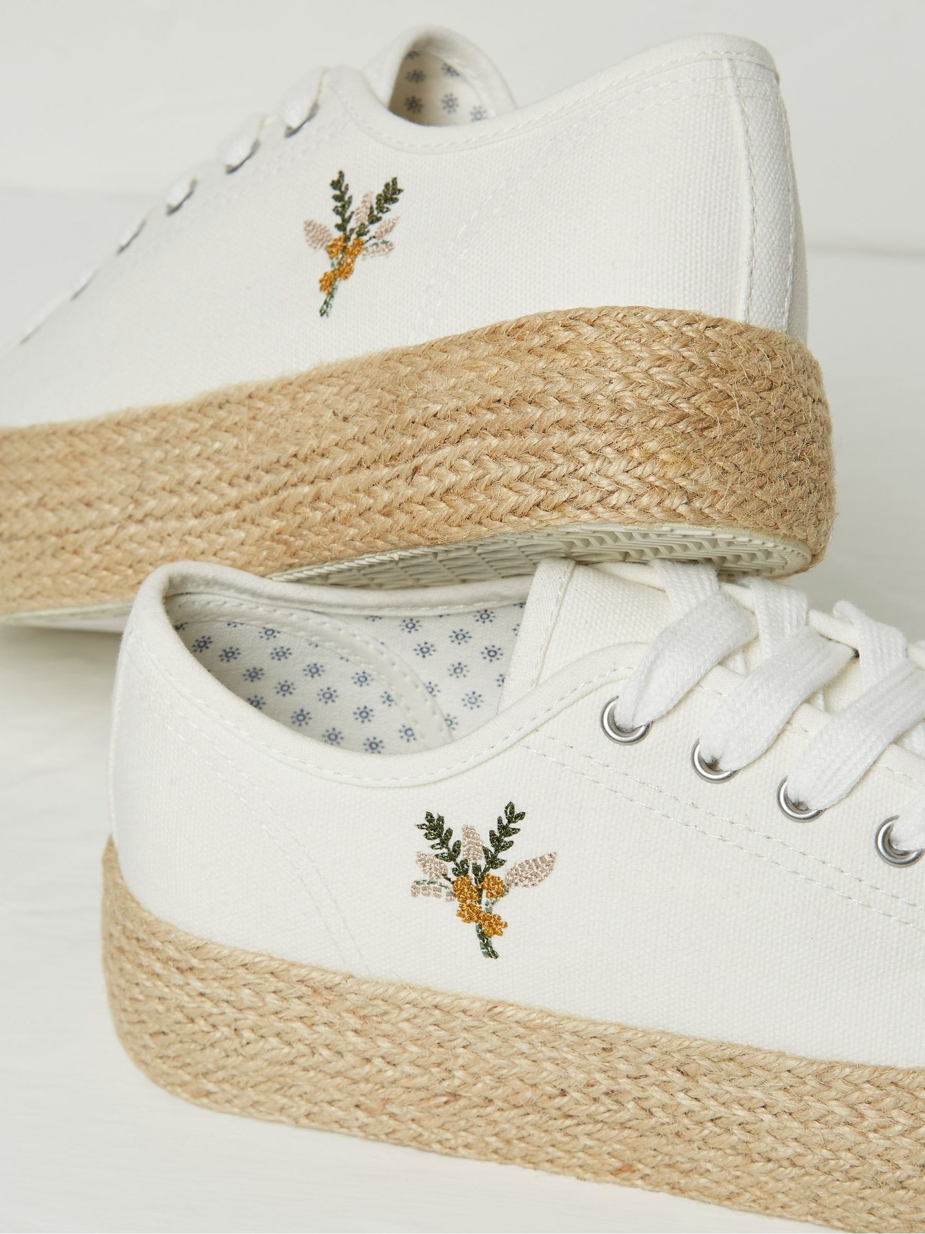 Francesca White Jute Platform Trainers - Image 2 of 3 Francesca White Jute Platform Trainers - Image 2 of 3