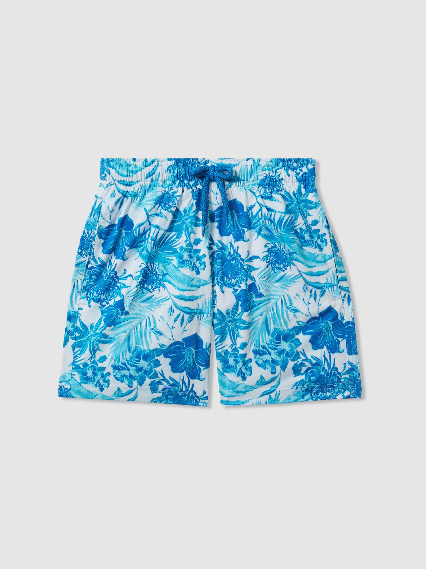 Vilebrequin Foldable Turtle Print Swim Shorts in Blanc Blue - Image 1 of 2