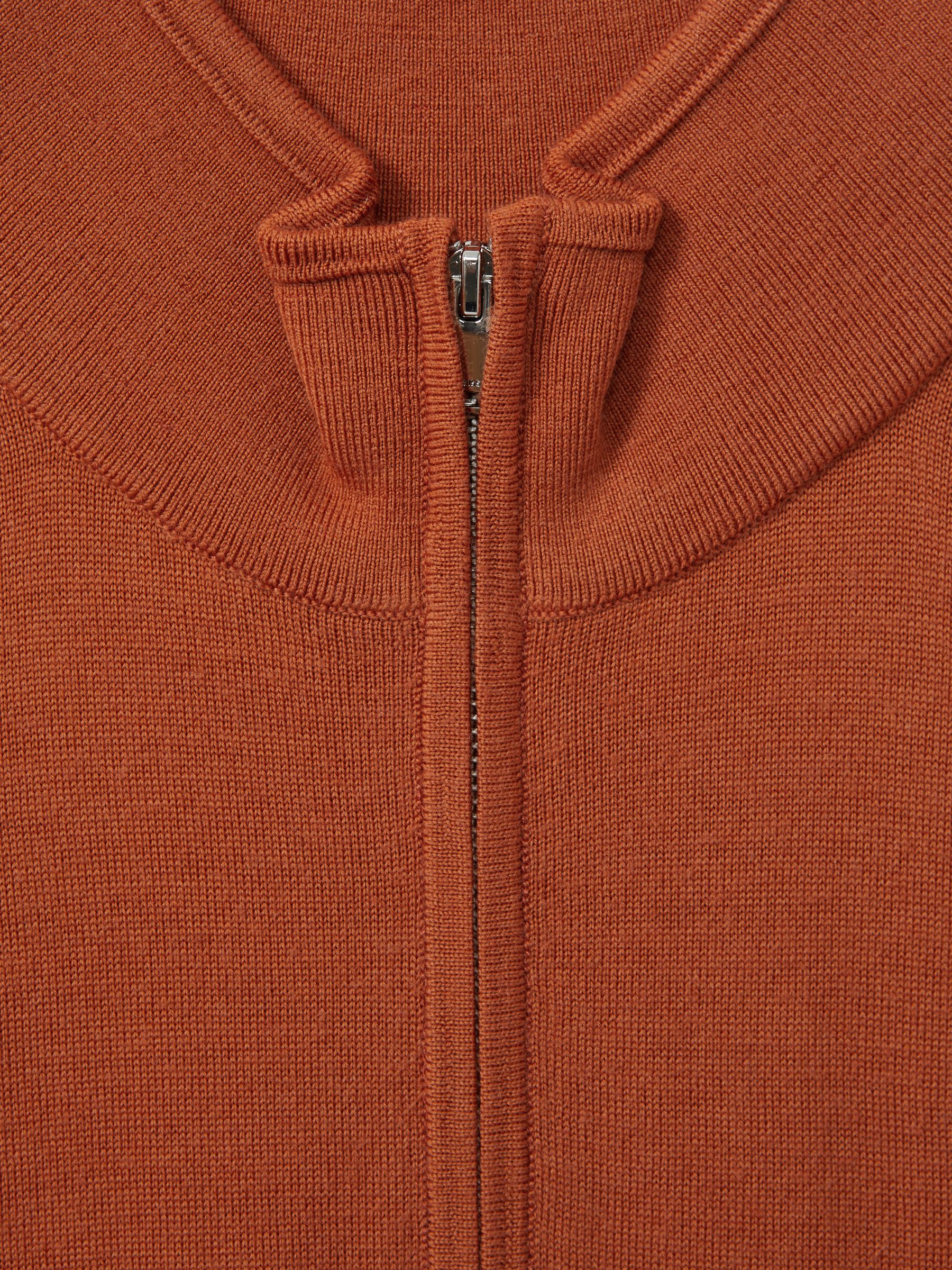 Merino Wool Half-Zip Polo Shirt in Hot Orange - Image 6 of 6