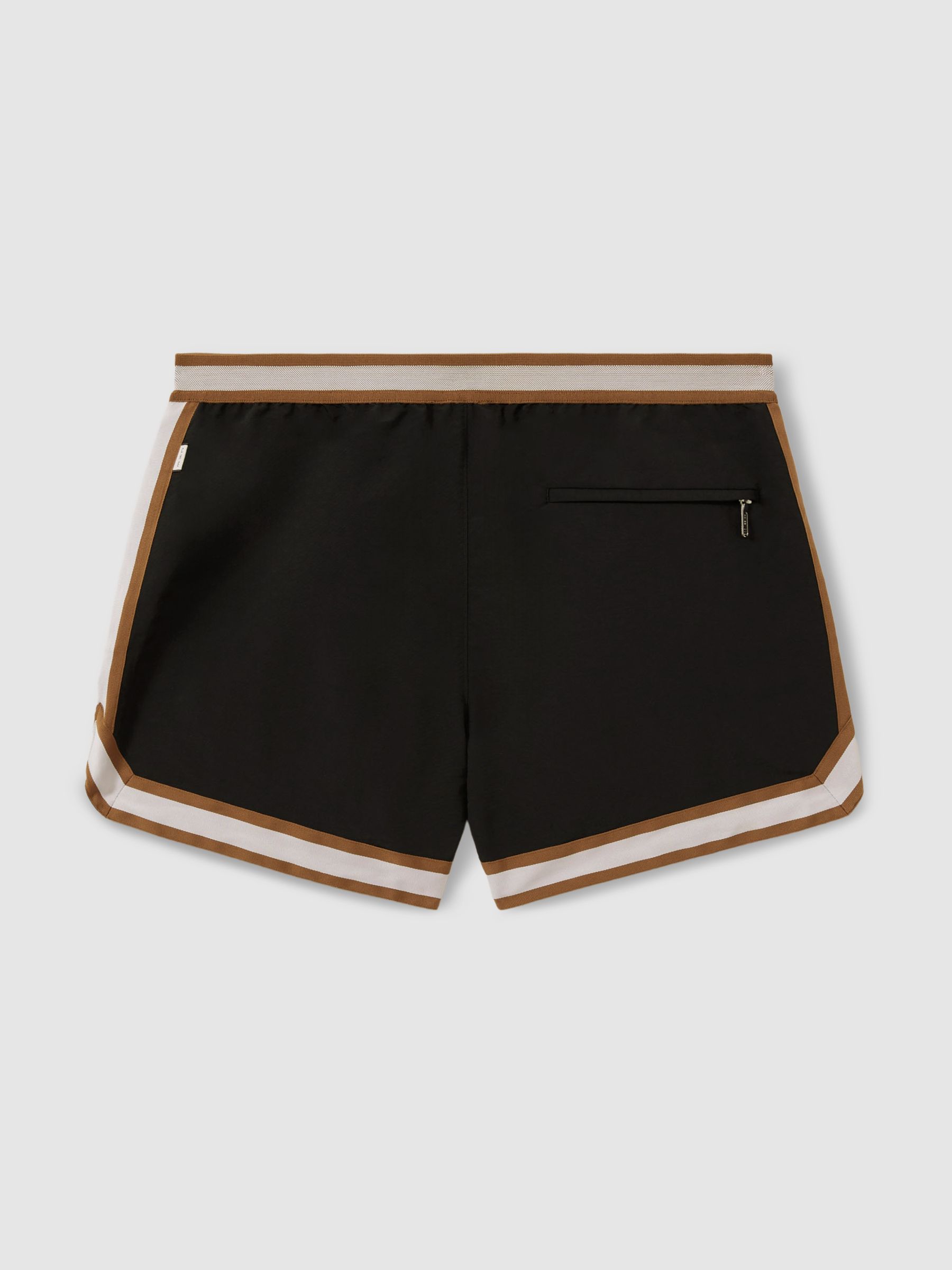 Contrast Stripe Elasticated Waist Swim Shorts in Black - Image 3 of 5