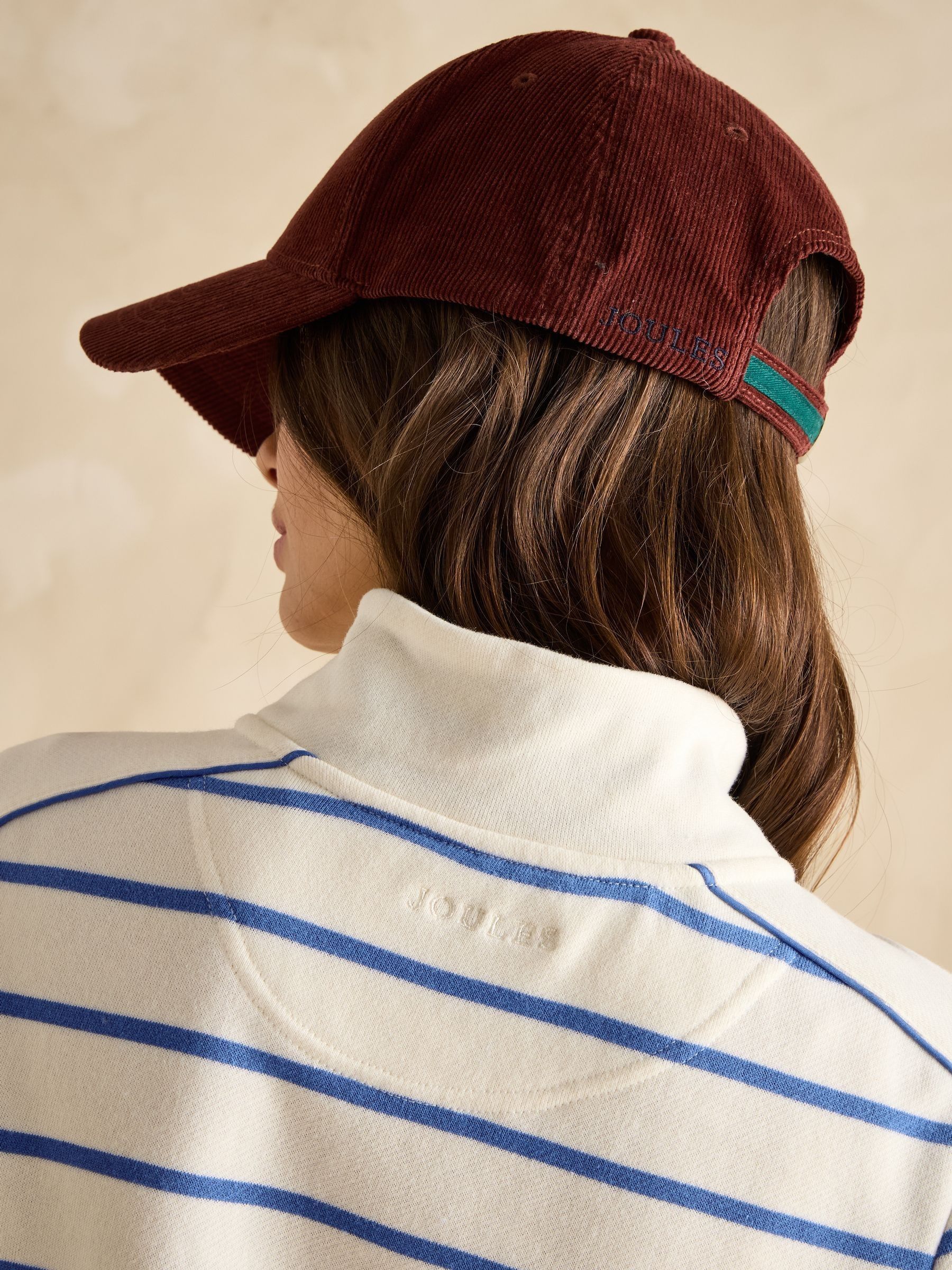Southwold Cream & Blue Cotton Button Down Striped Sweatshirt - Image 6 of 8