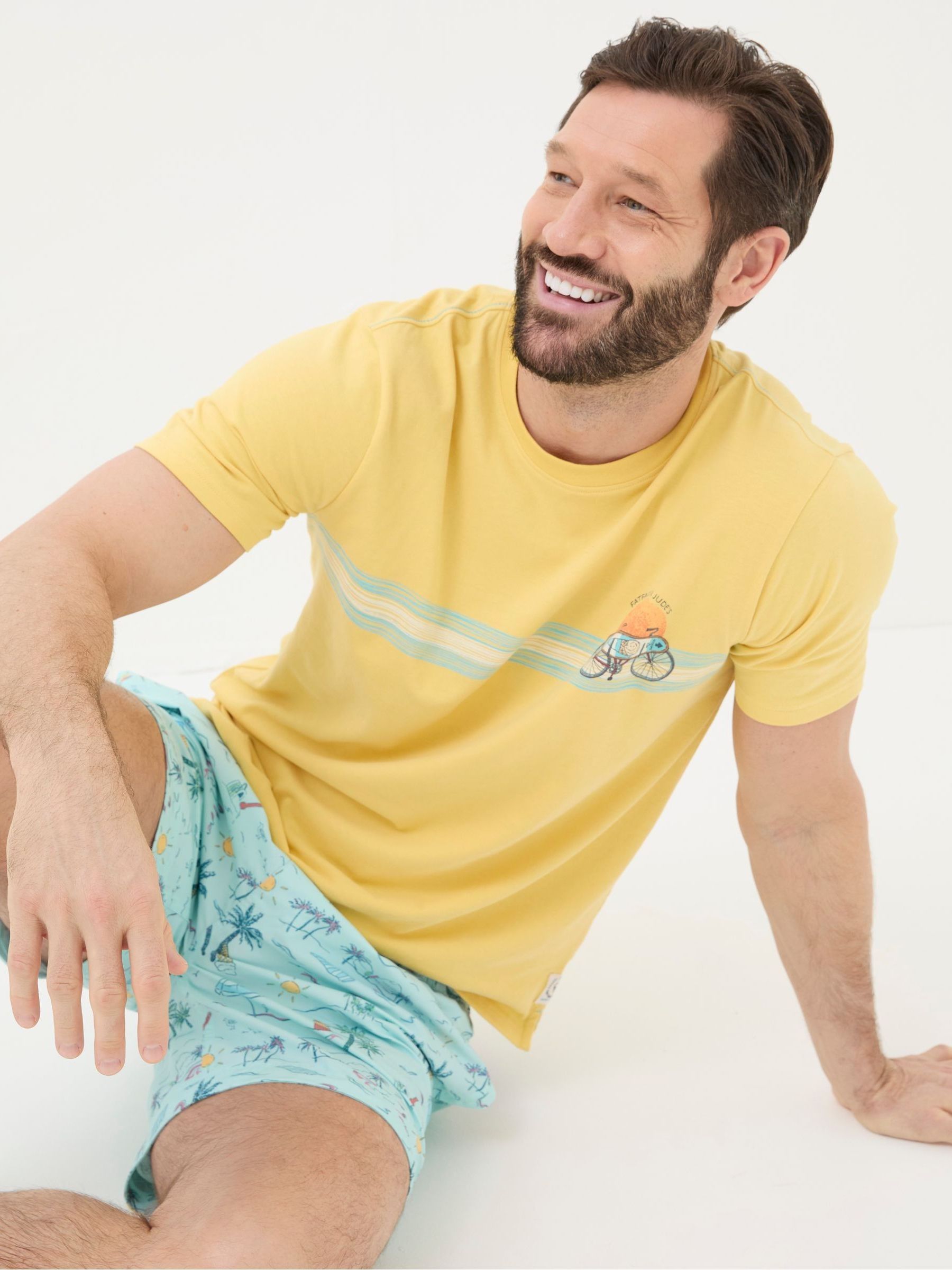Judes Yellow Chest Stripe T-Shirt - Image 3 of 5