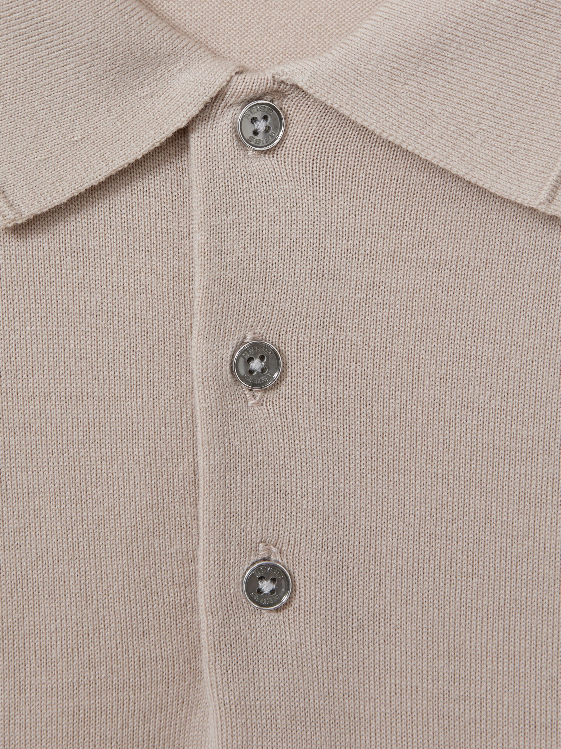 Merino Wool Polo Shirt in Washed Stone - Image 6 of 6