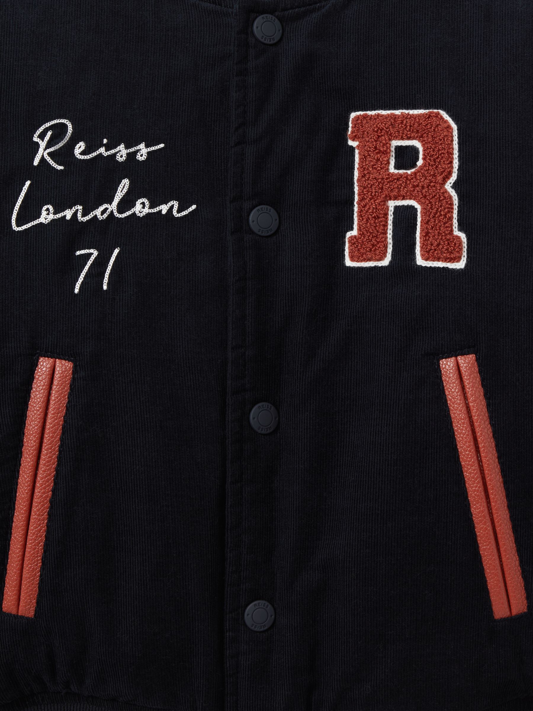 9-13 yrs Hybrid Cord-Faux Leather Varsity Bomber Jacket in Navy - Image 5 of 5