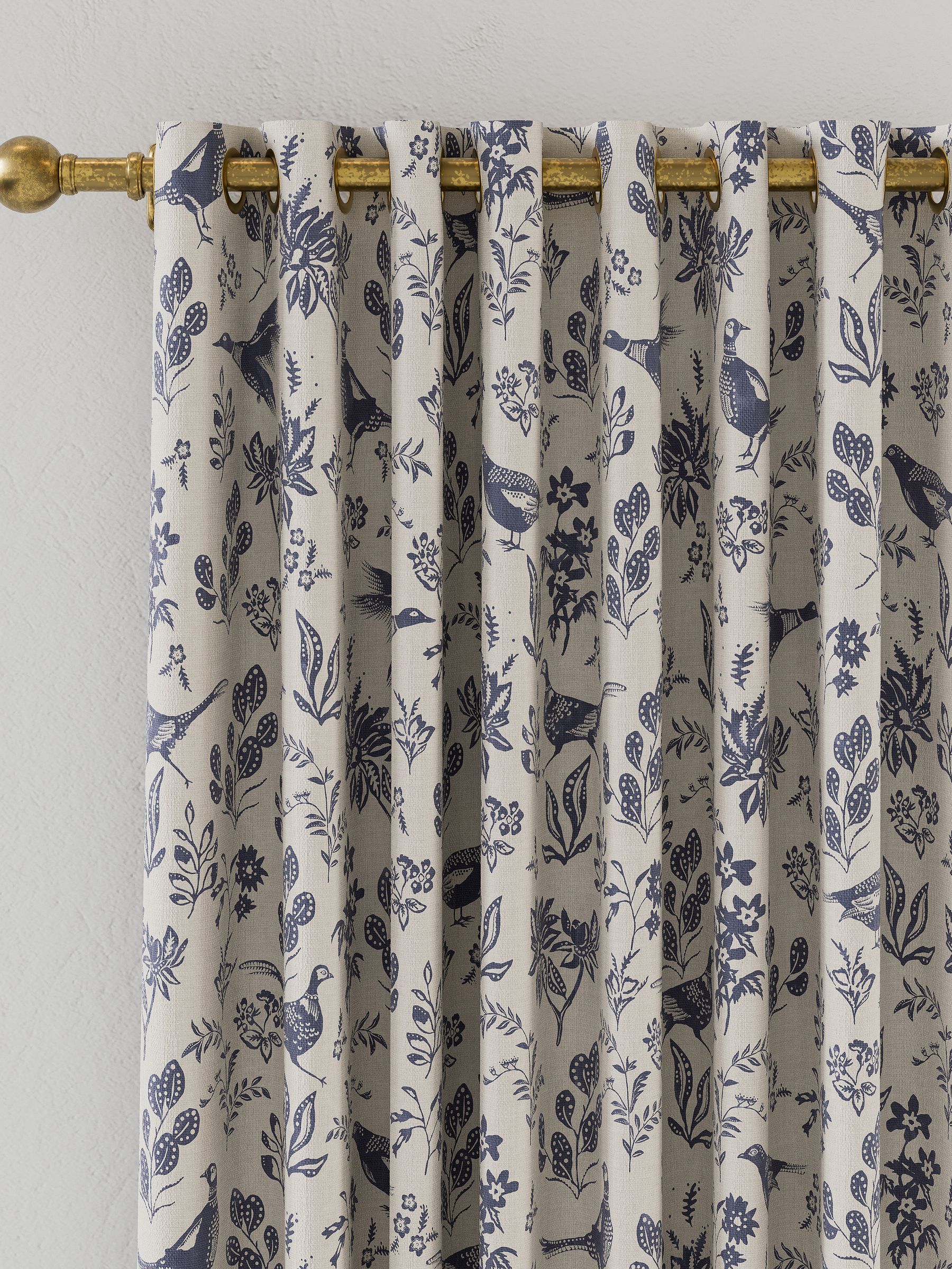 Festival Pheasants Set of 2 Blue Blackout Eyelet Curtains - Image 2 of 3