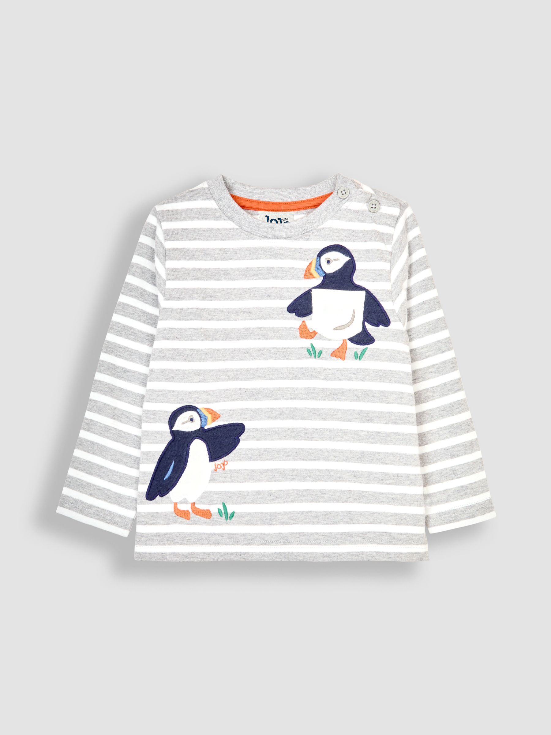 Grey Marl Puffin Appliqué Pocket Top - Image 1 of 3