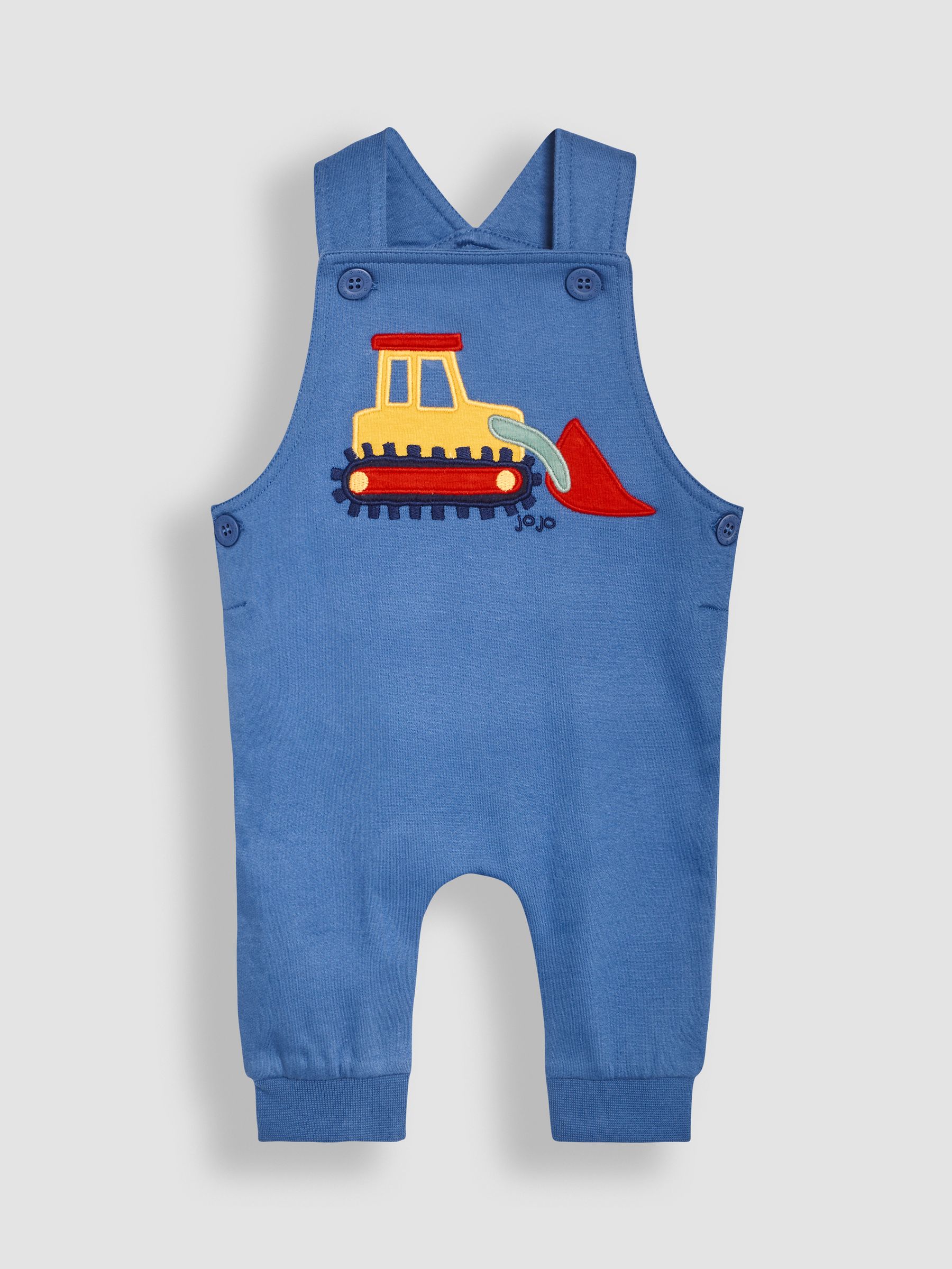 Blue Construction Vehicle Appliqué Dungarees & Top Set - Image 2 of 6