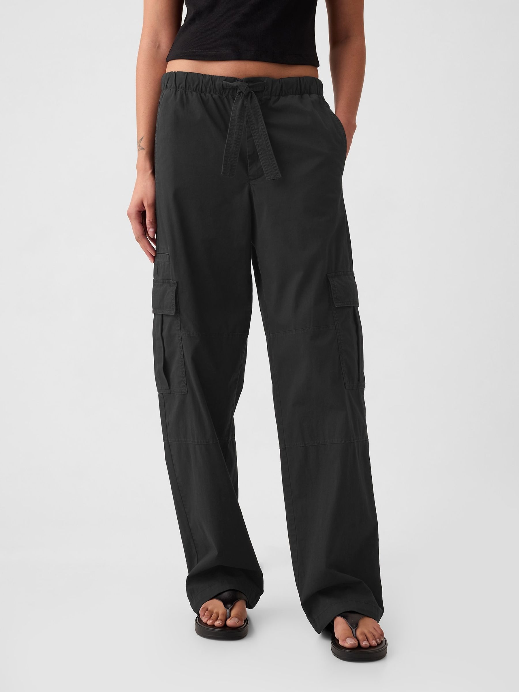 Black Cargo Easy Trousers - Image 1 of 6