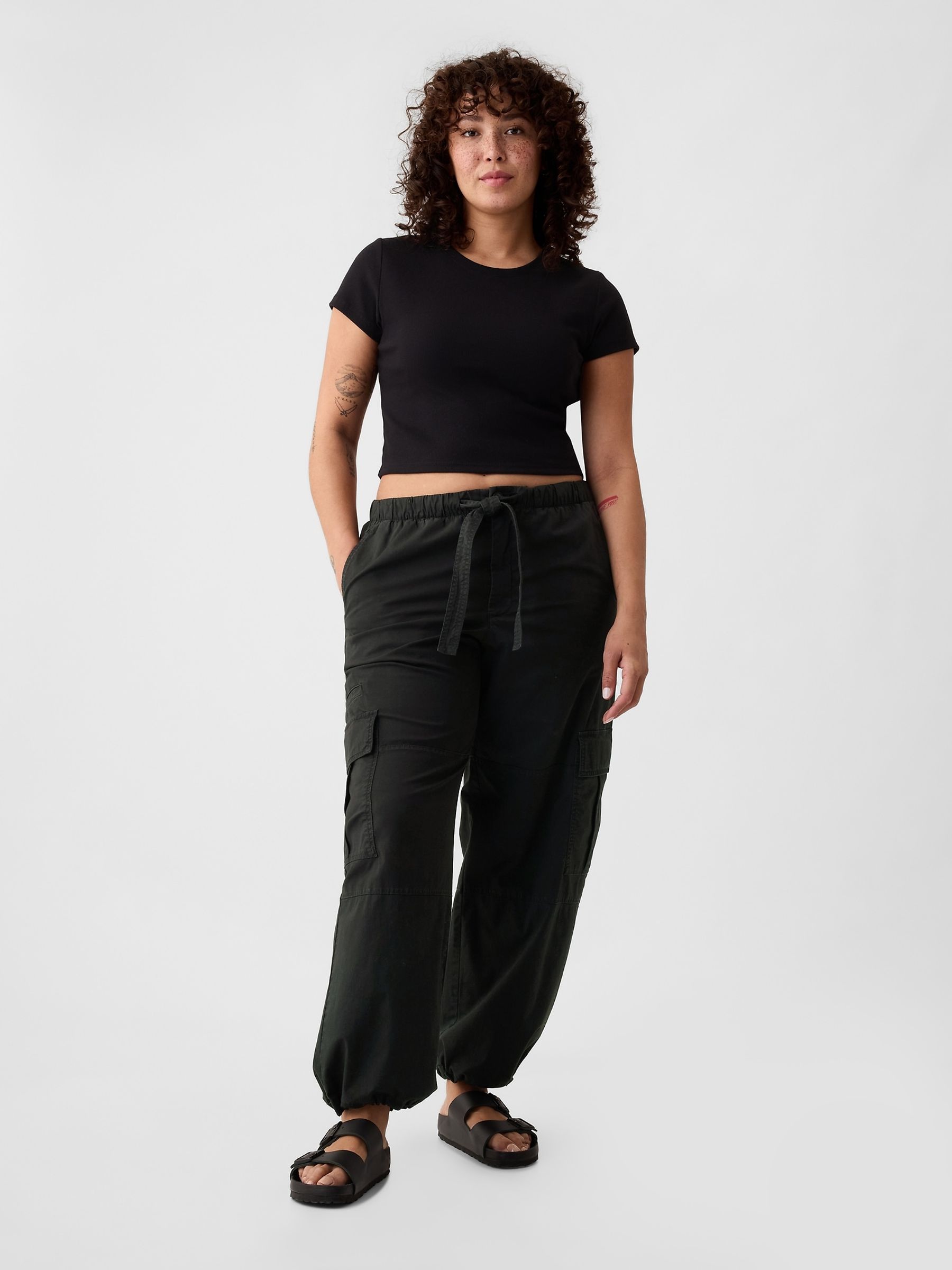 Black Cargo Easy Trousers - Image 4 of 6
