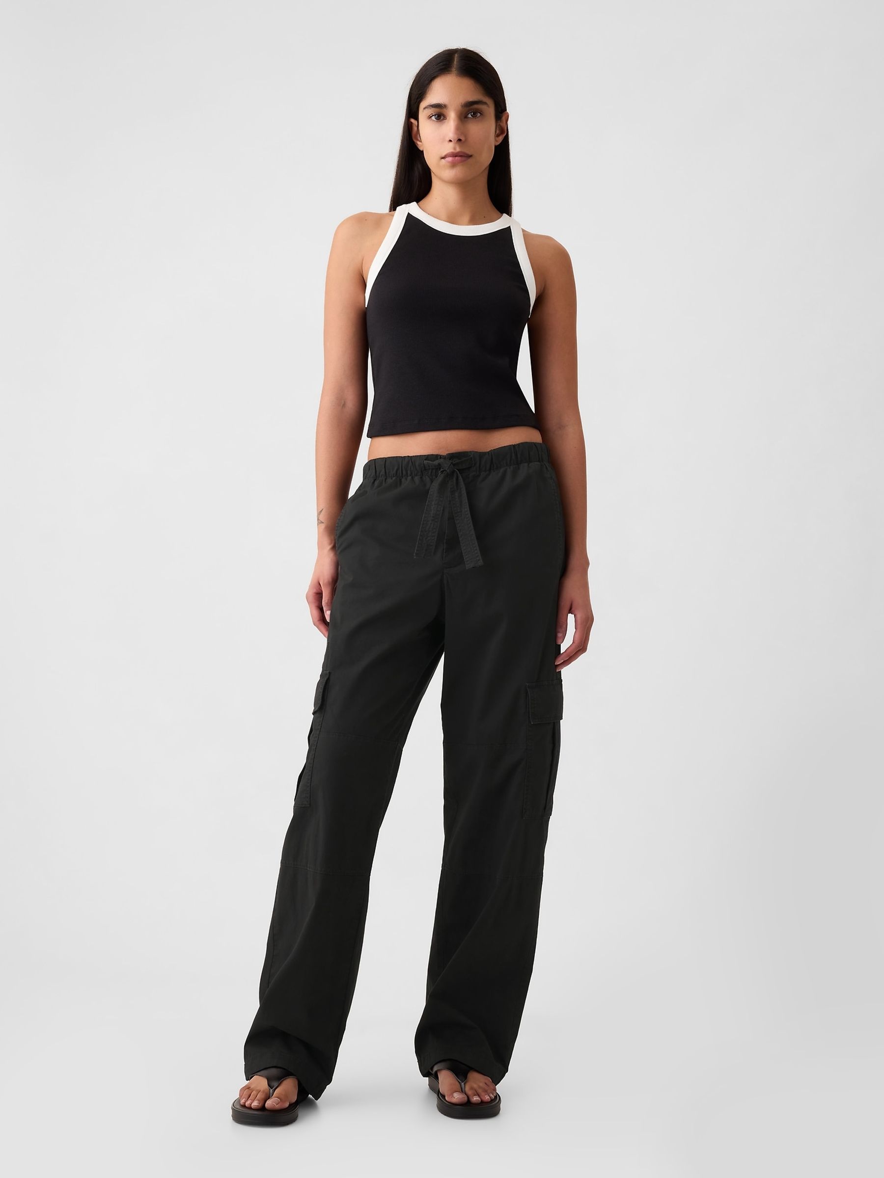 Black Cargo Easy Trousers - Image 5 of 6