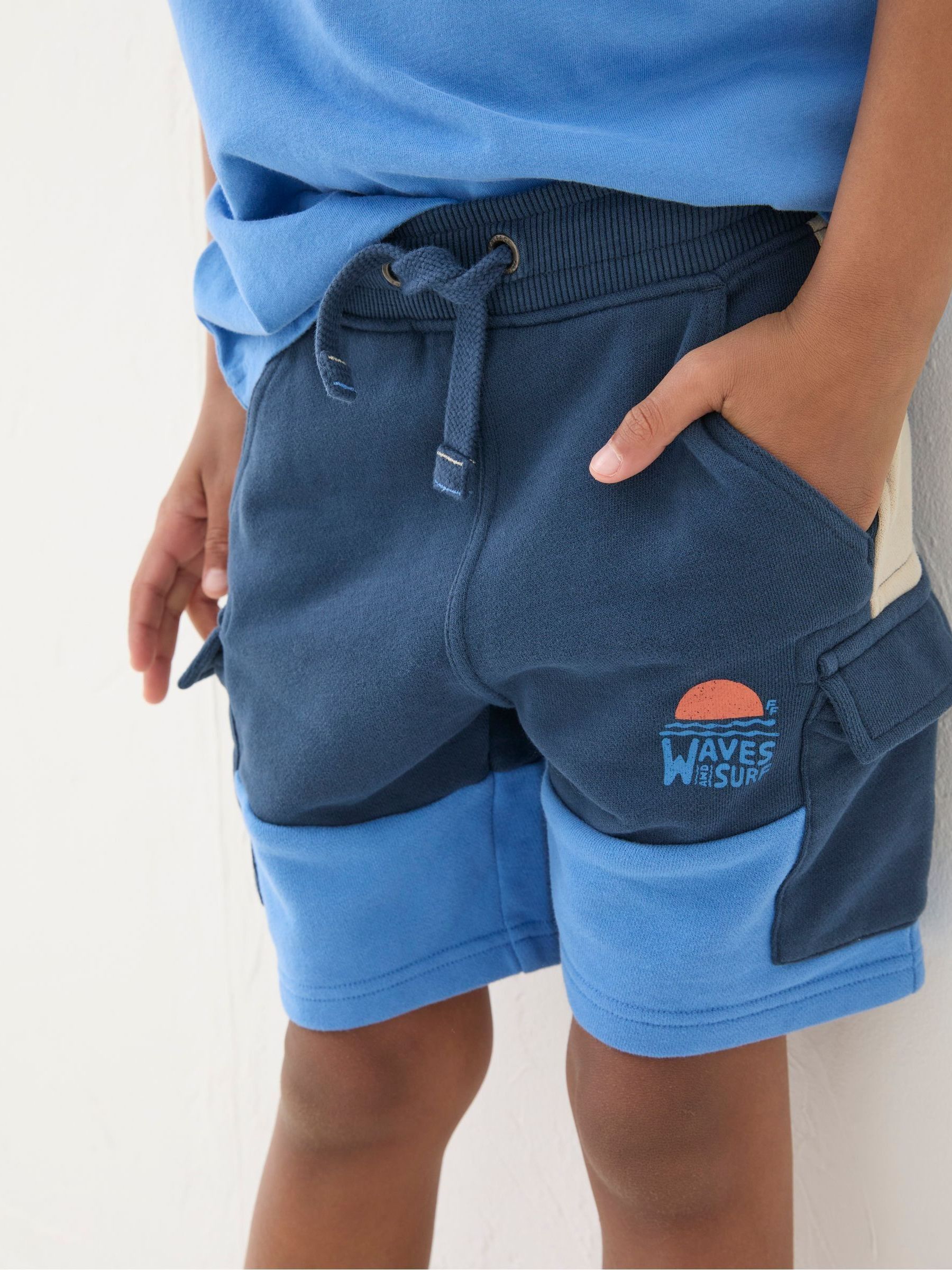 Hatfield Blue Cargo Sweat Shorts - Image 3 of 5