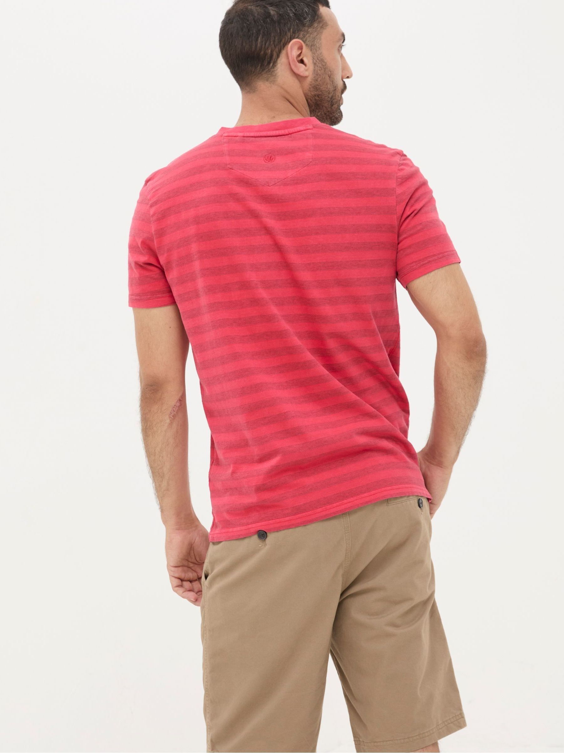 Red Overdye Stripe Henley Top - Image 2 of 4
