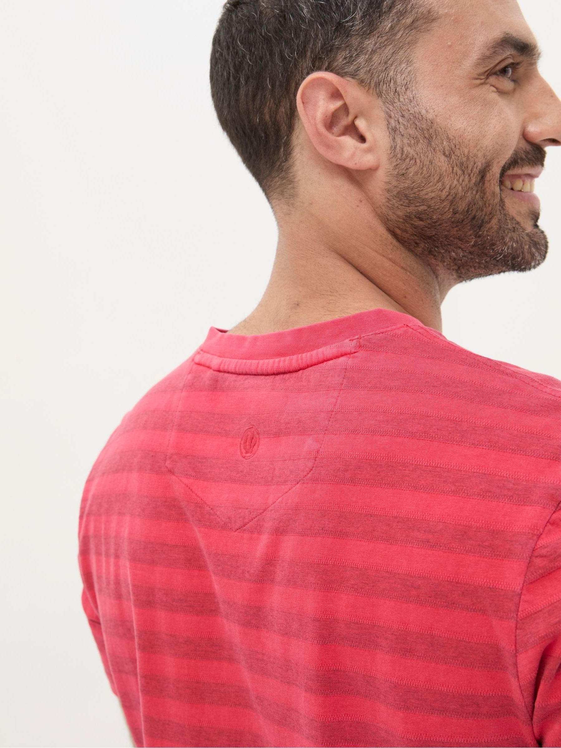 Red Overdye Stripe Henley Top - Image 4 of 4