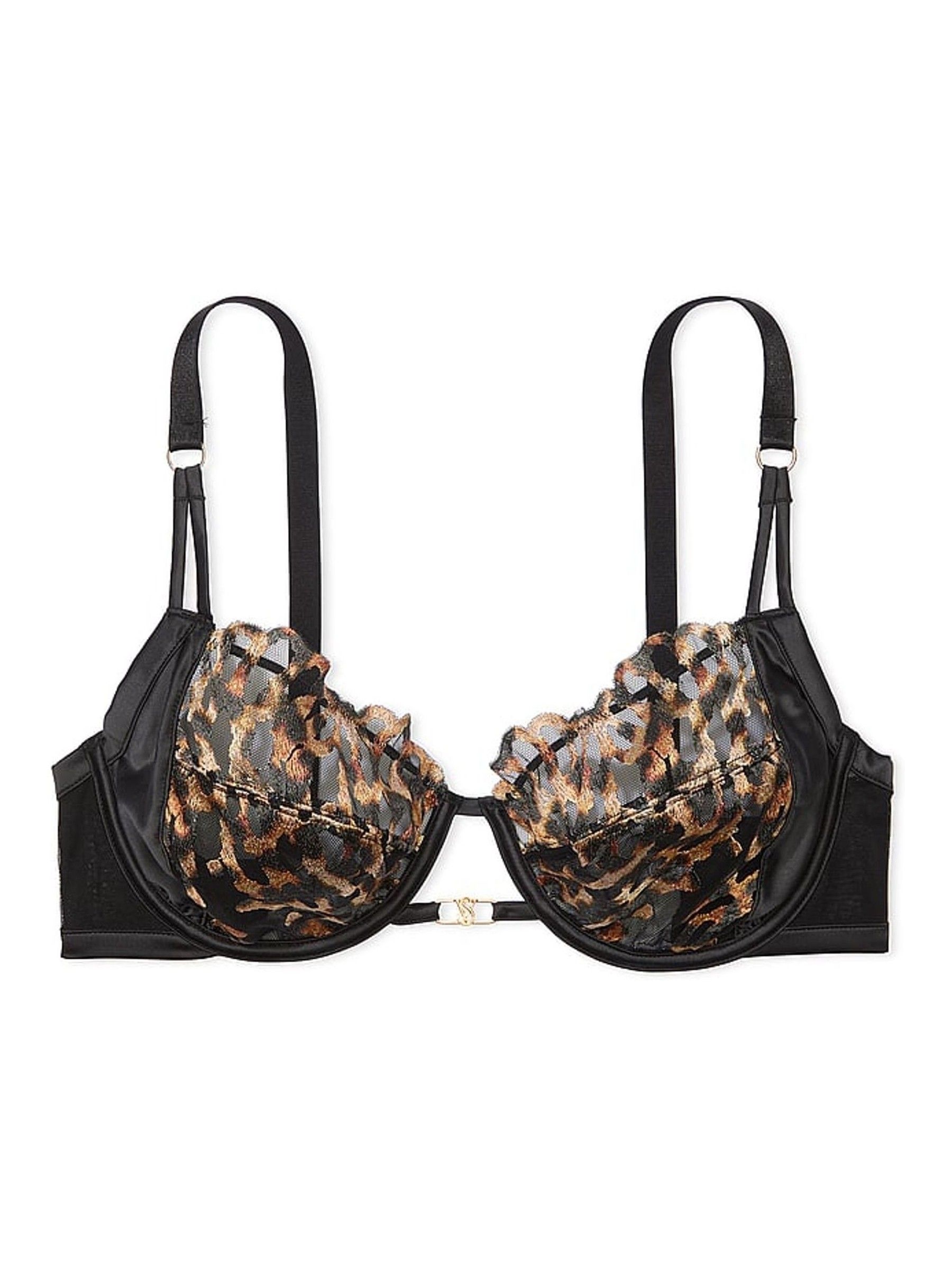 Black Leopard Full Cup Embroidered Bra - Image 3 of 3