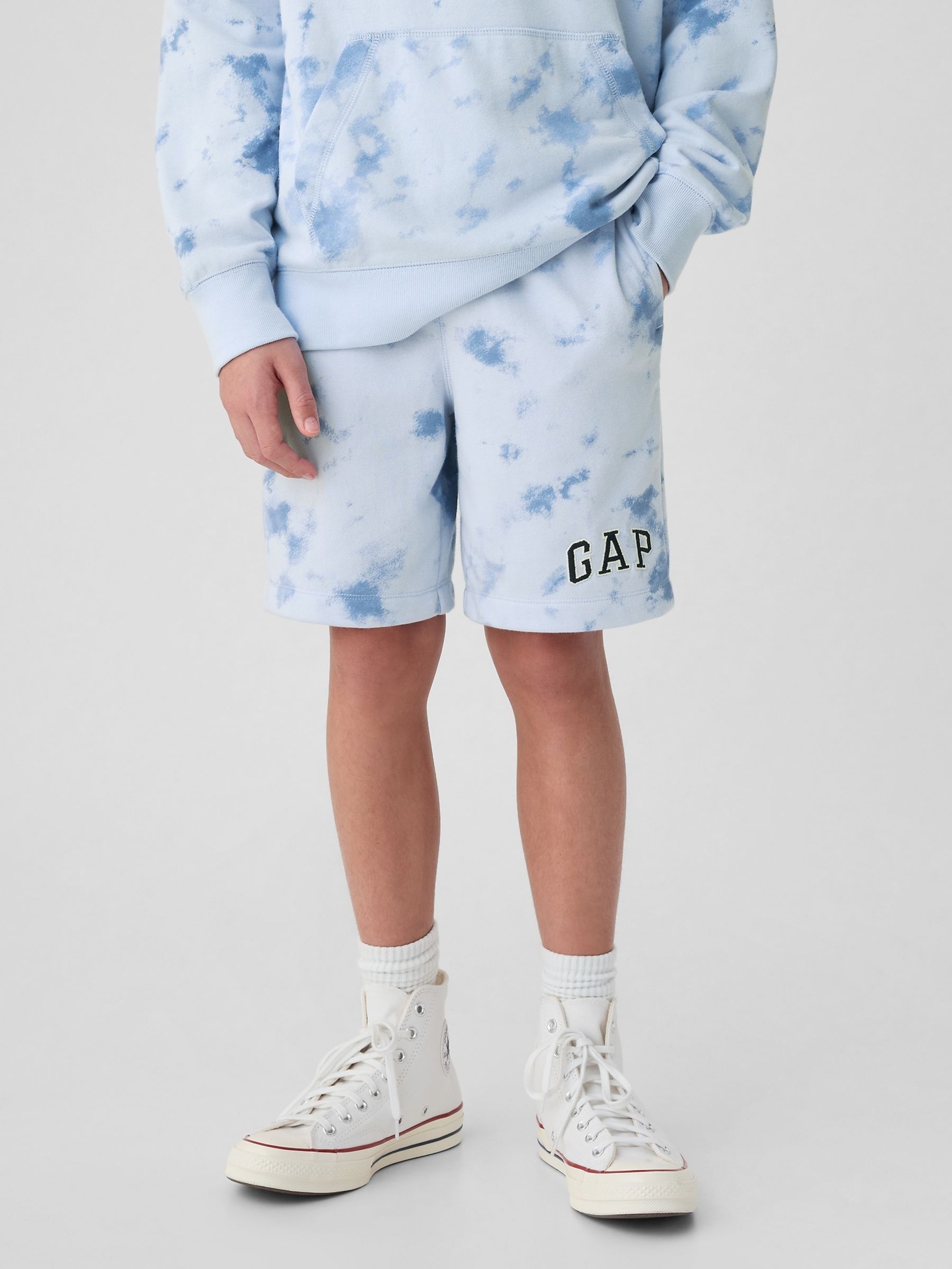 Blue Tie-Dye Cotton Logo Pull On Shorts (4-13yrs) - Image 1 of 5