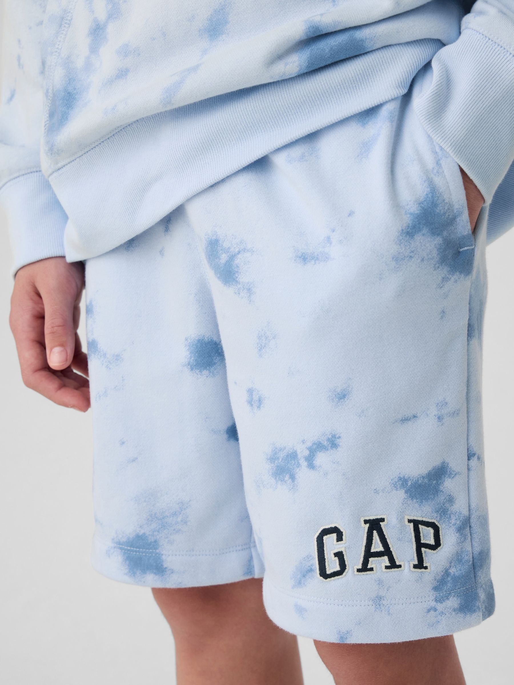 Blue Tie-Dye Cotton Logo Pull On Shorts (4-13yrs) - Image 3 of 5