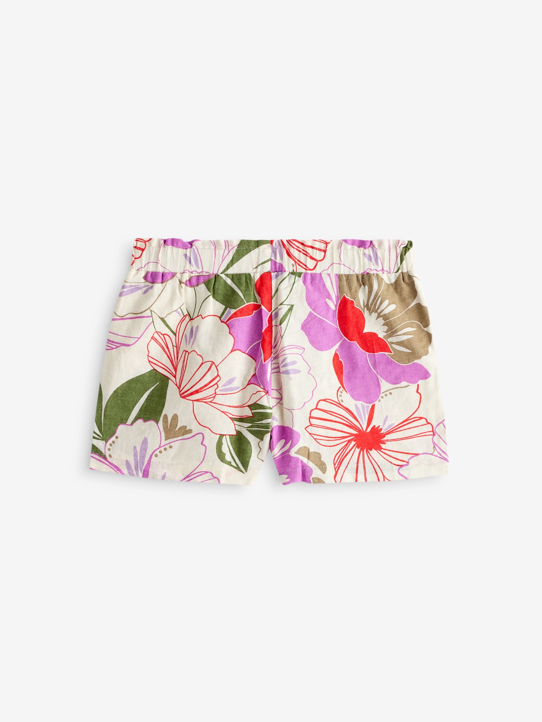 Natural Floral Linen Cotton Pull On Shorts (4-13yrs) - Image 5 of 6