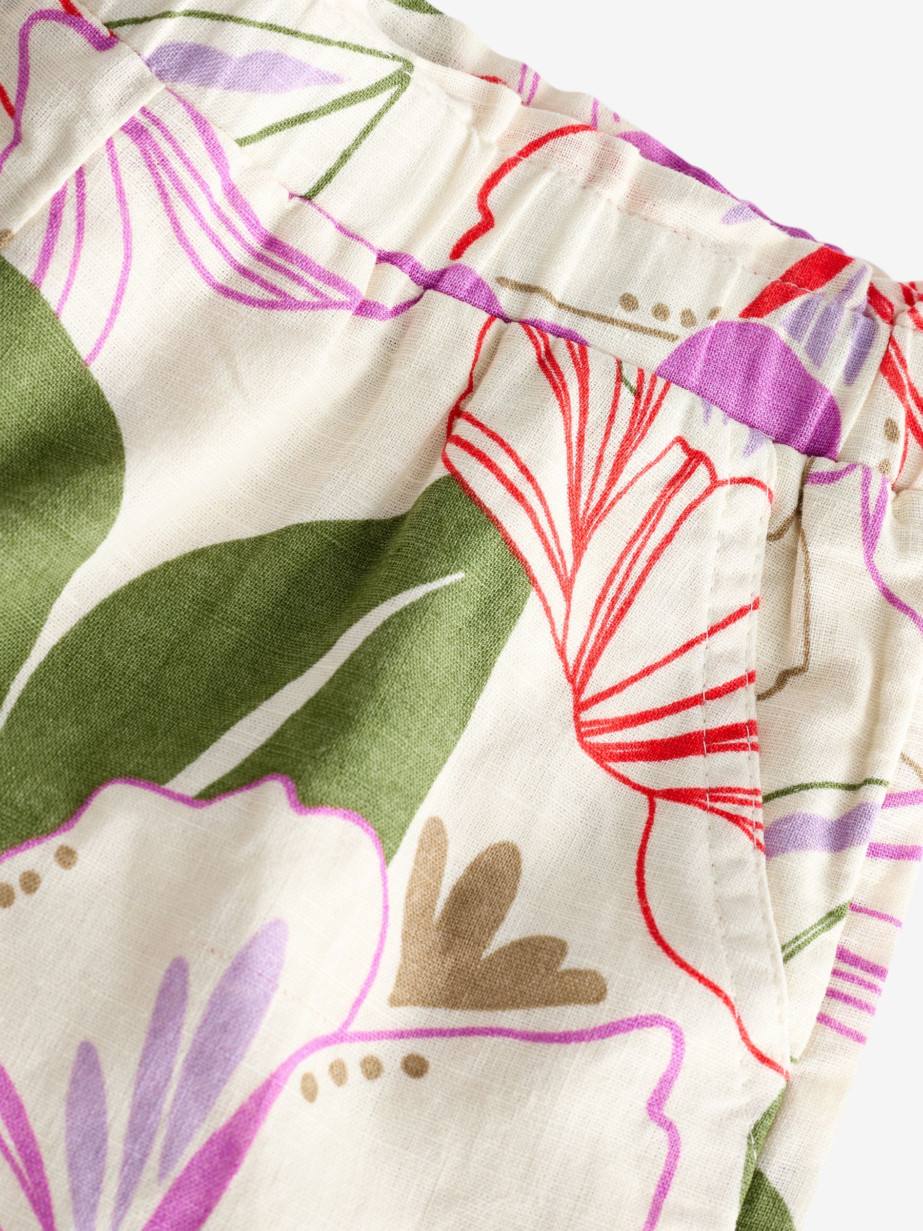 Natural Floral Linen Cotton Pull On Shorts (4-13yrs) - Image 6 of 6