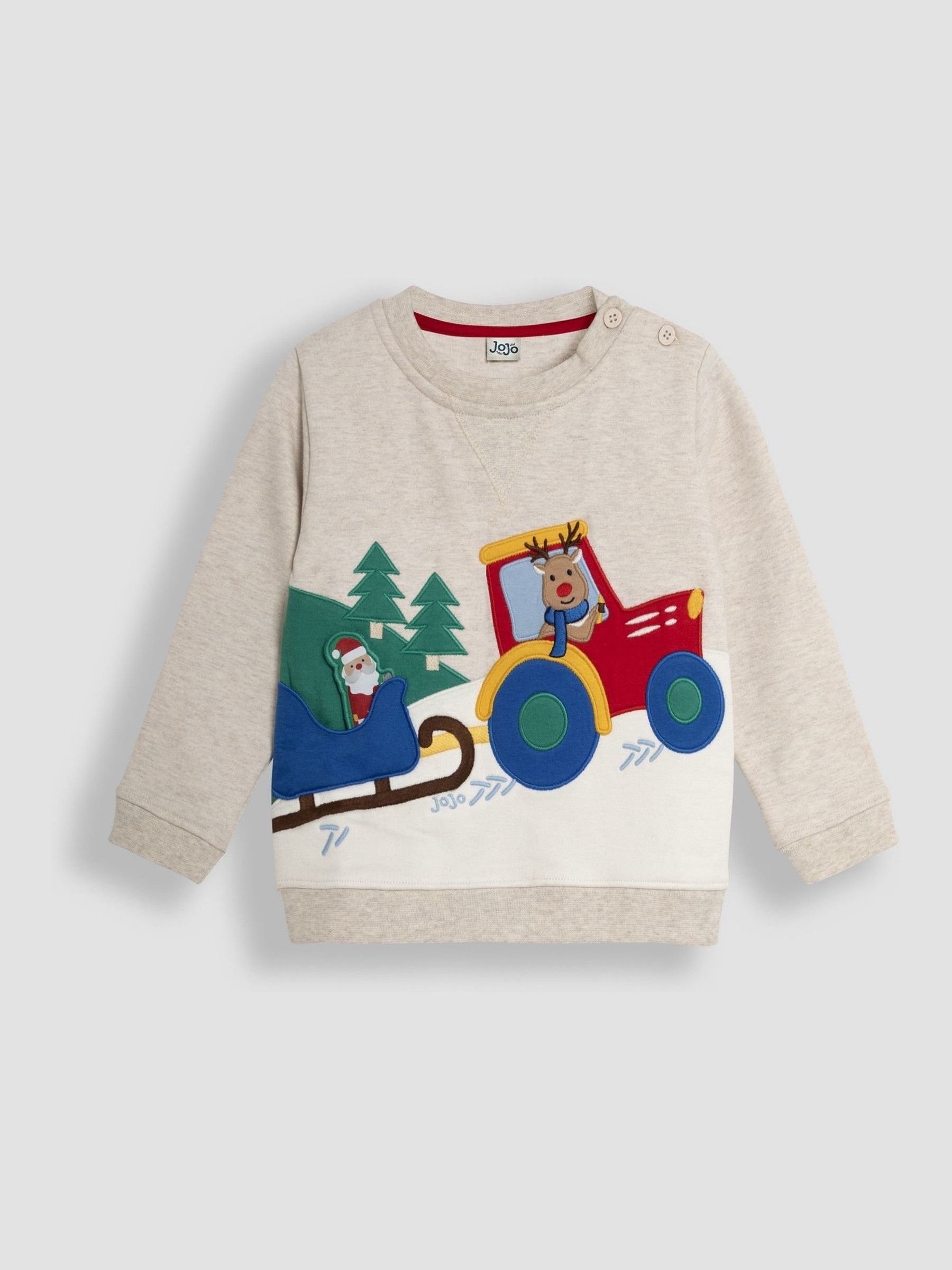 Natural Santa And Reindeer Tractor Sweatshirt - Image 1 of 5