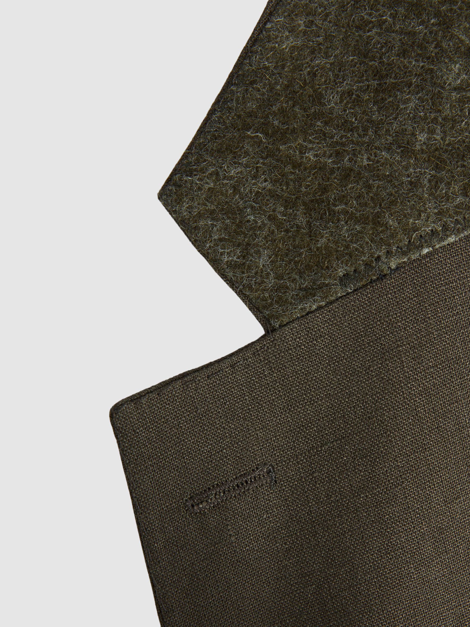 Oscar Jacobson Linen Double Breasted Blazer in Green - Image 7 of 7