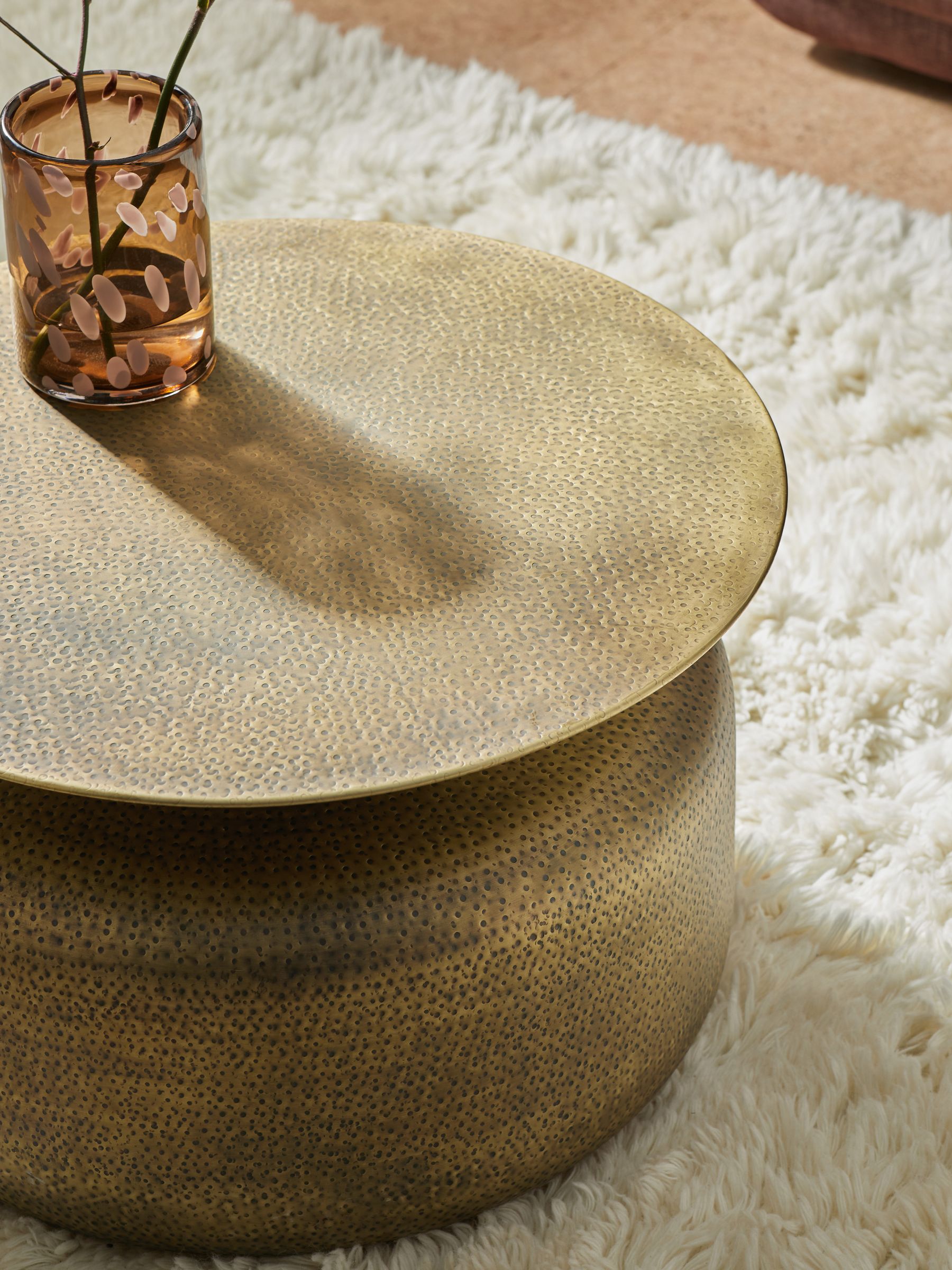 Zuri Metal Coffee Table in Hammered Brass - Image 2 of 6