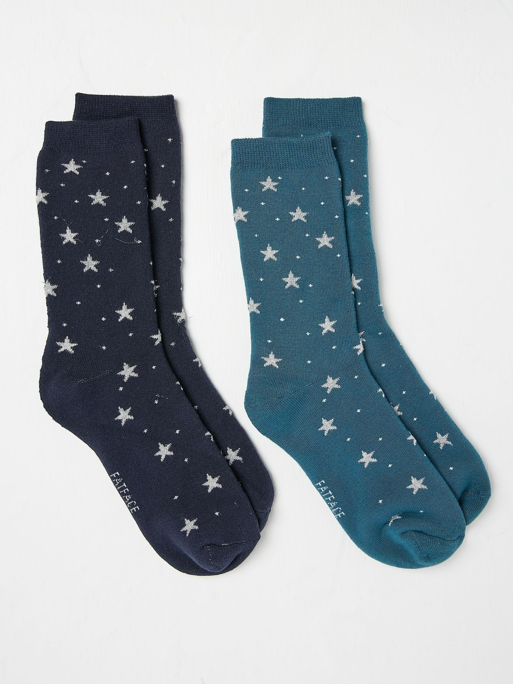 Blue Navy Star Womens Welly Socks 2 Pack - Image 1 of 2 Blue Navy Star Womens Welly Socks 2 Pack - Image 1 of 2