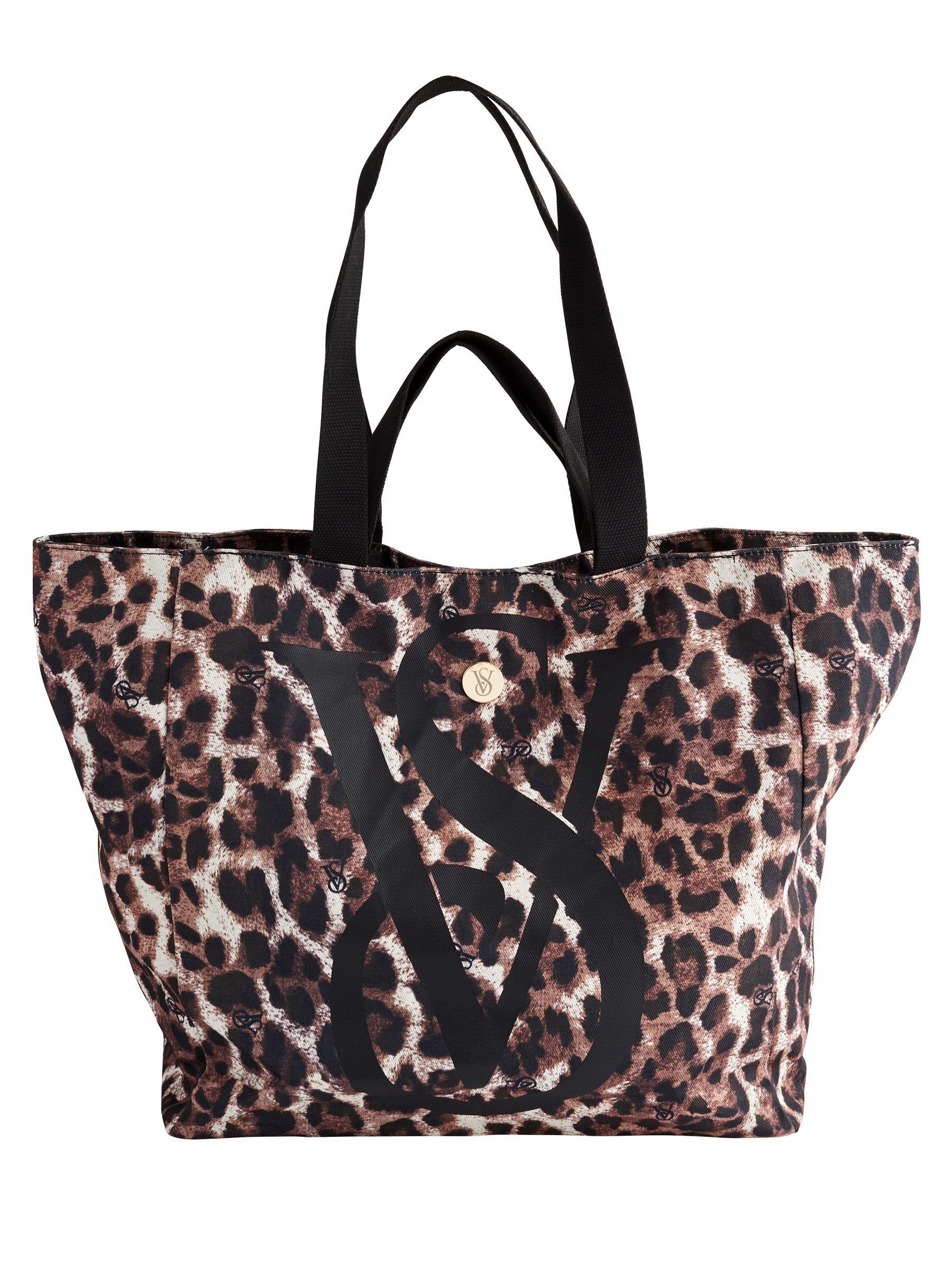 Brown Logo Leopard Tote Bag | Victoria