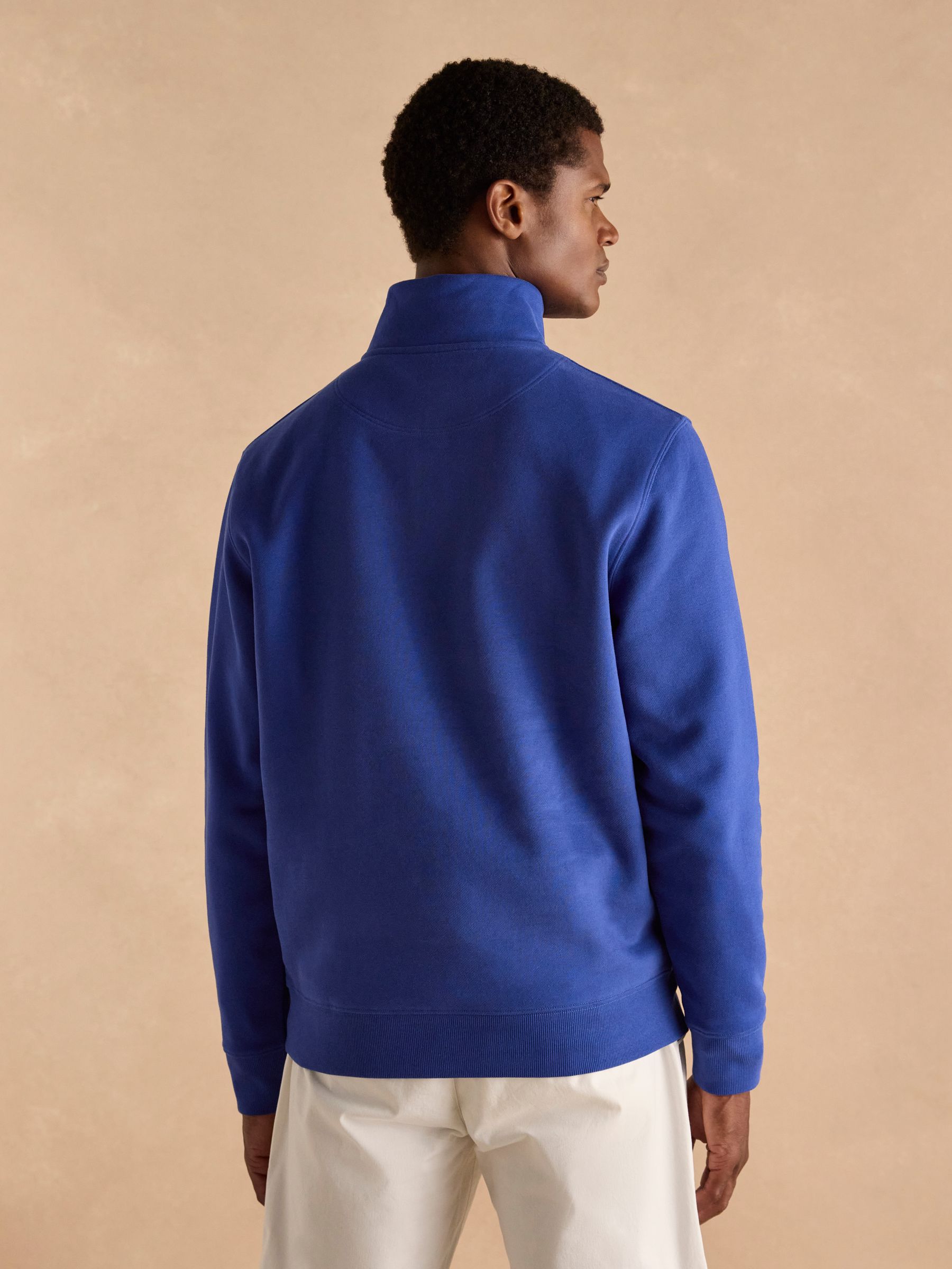 Jenkins Dark Blue Brushed Cotton Quarter Zip Sweatshirt - Image 2 of 7