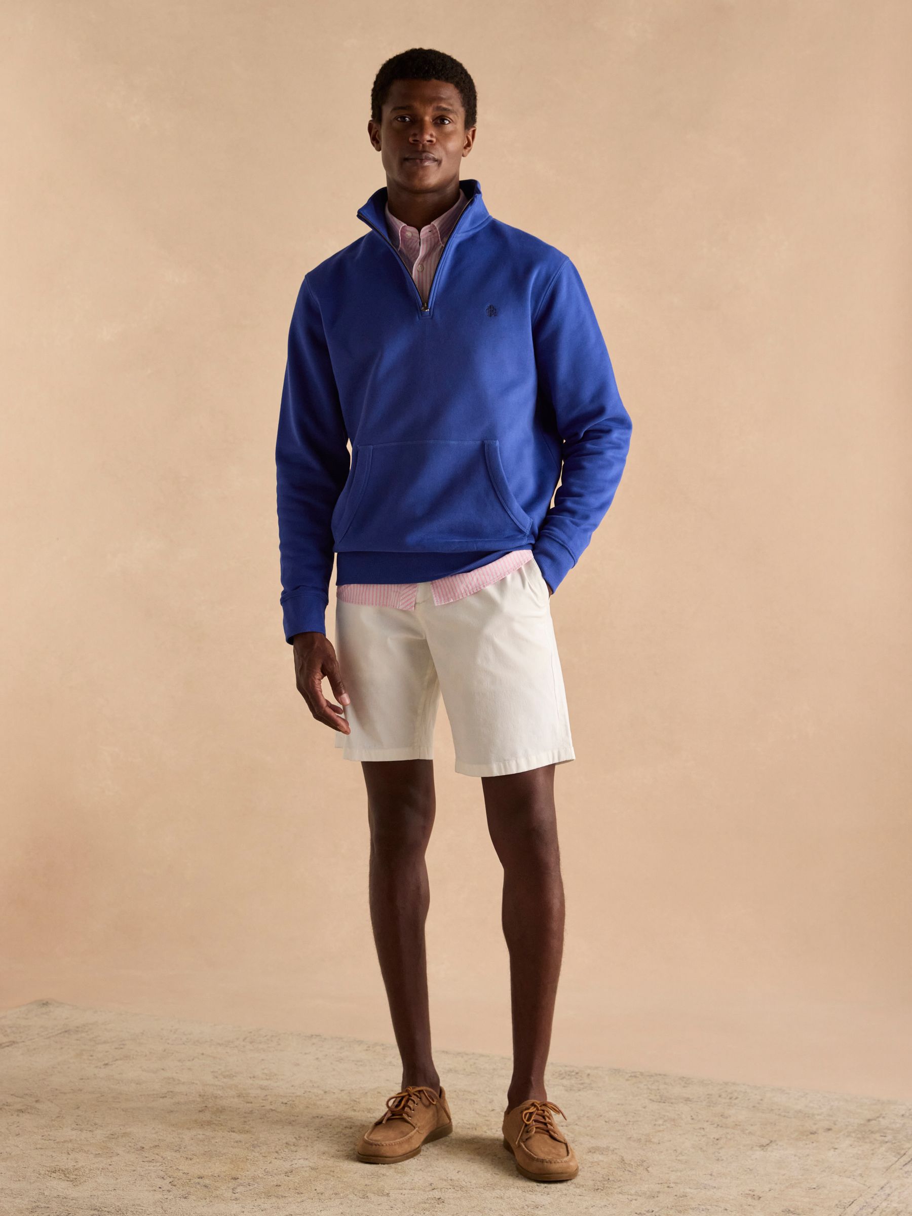 Jenkins Dark Blue Brushed Cotton Quarter Zip Sweatshirt - Image 3 of 7