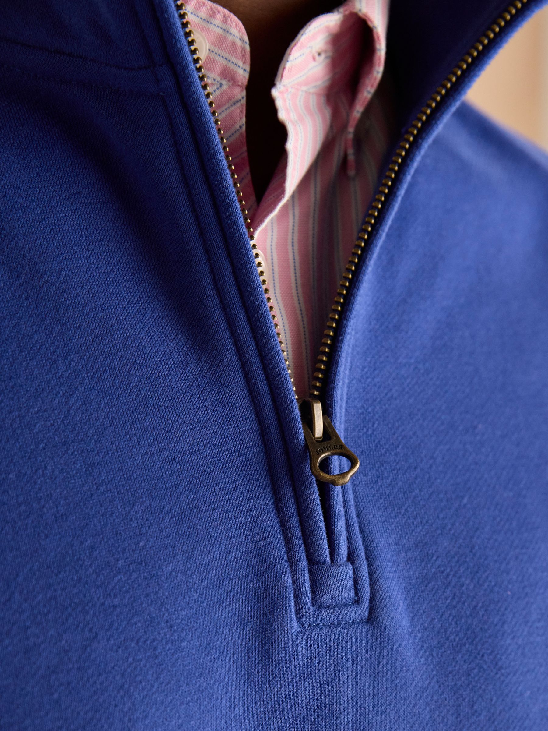 Jenkins Dark Blue Brushed Cotton Quarter Zip Sweatshirt - Image 5 of 7