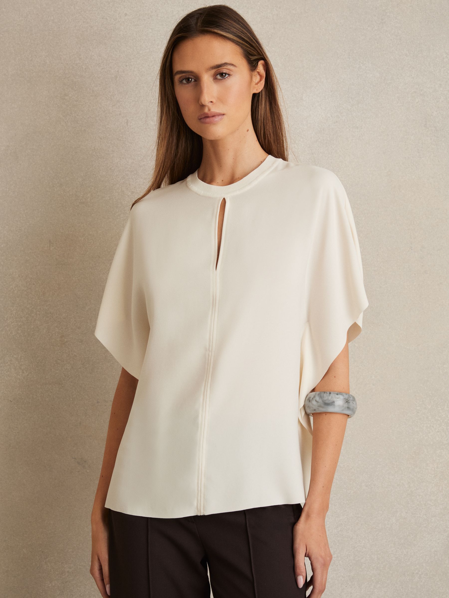 Draped Sleeve Top in Ivory - Image 3 of 7
