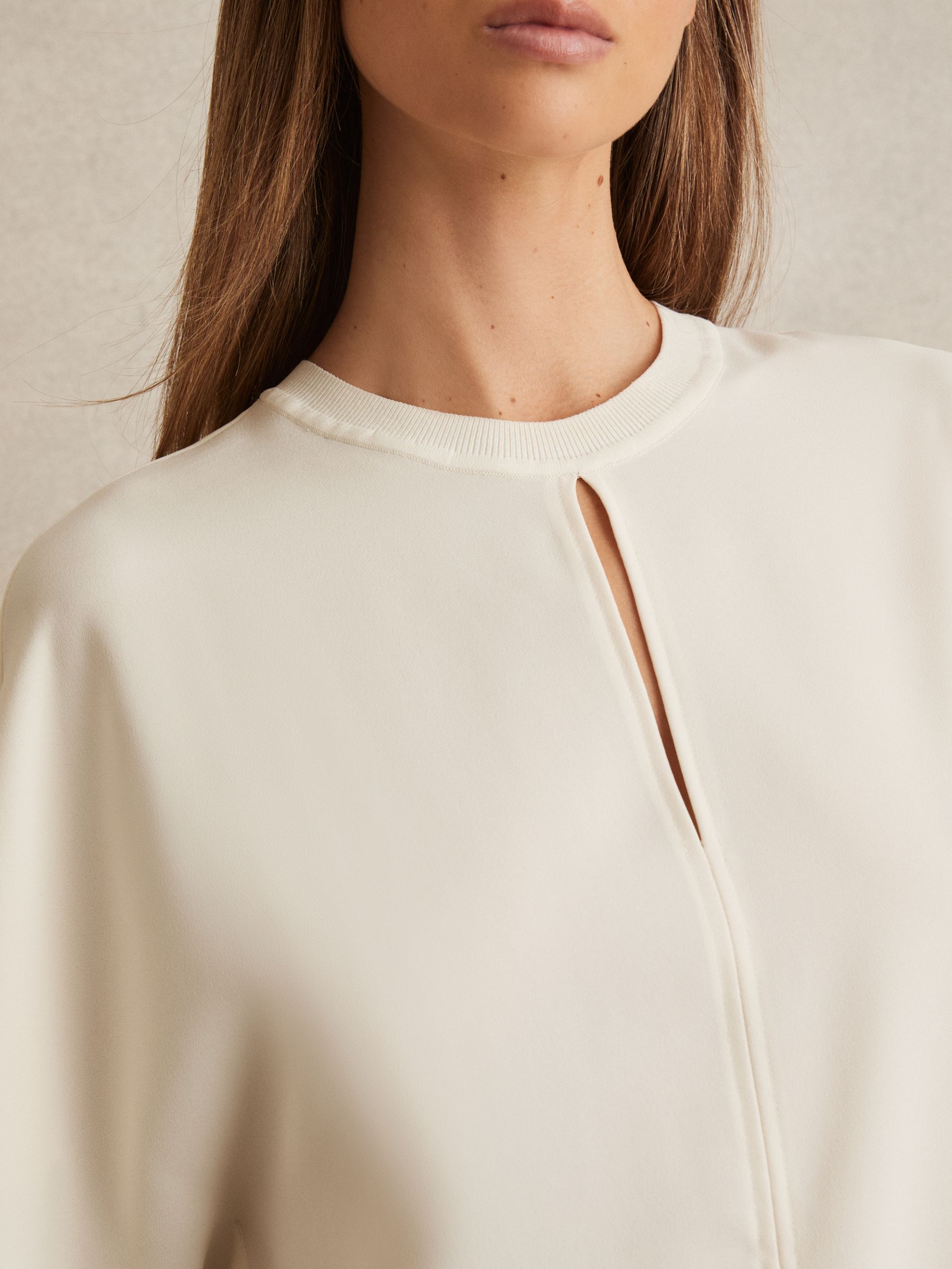 Draped Sleeve Top in Ivory - Image 4 of 7