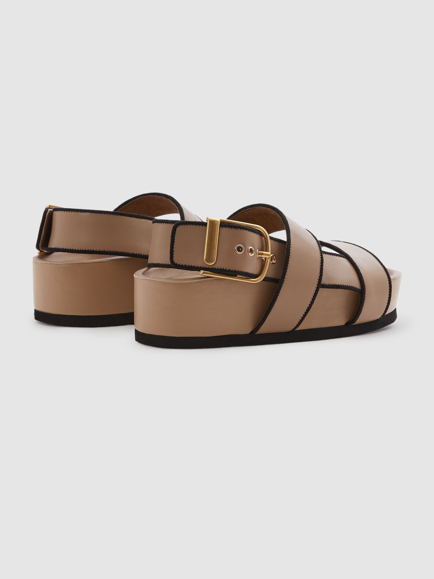 Strappy Chunky Leather Sandals in Tan - Image 4 of 5
