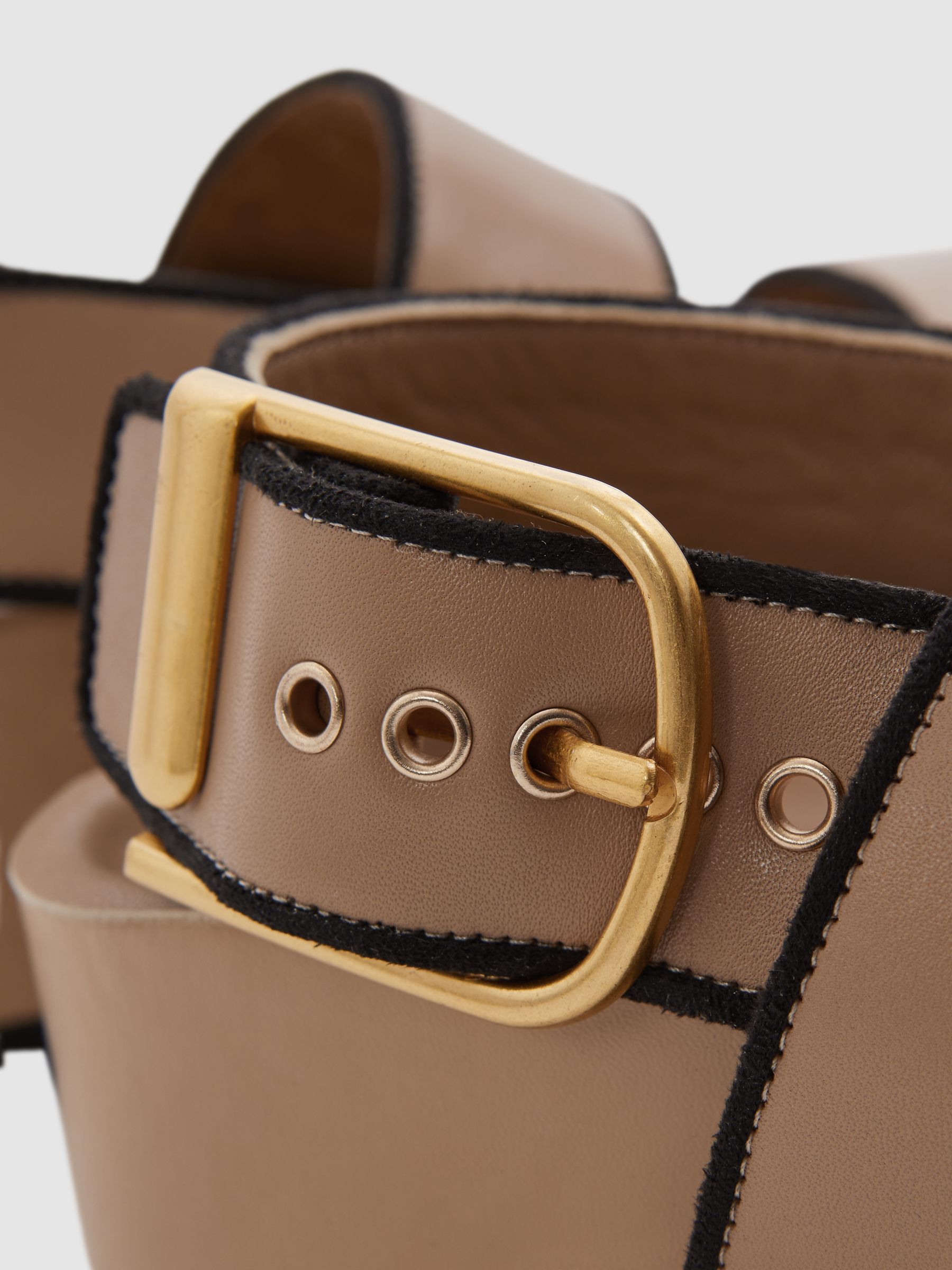Strappy Chunky Leather Sandals in Tan - Image 5 of 5